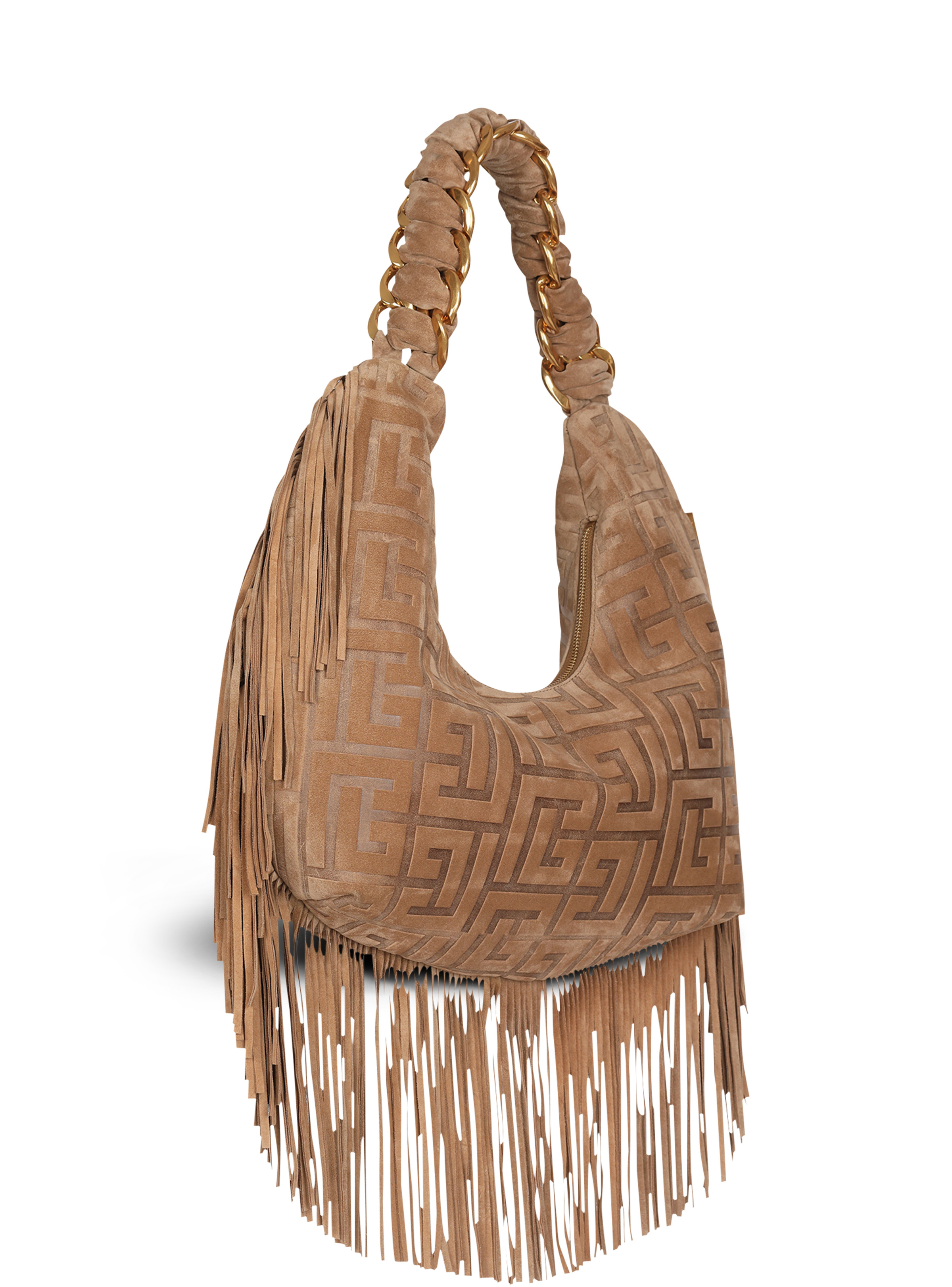 Suede Pillow Hobo bag with fringe - 3