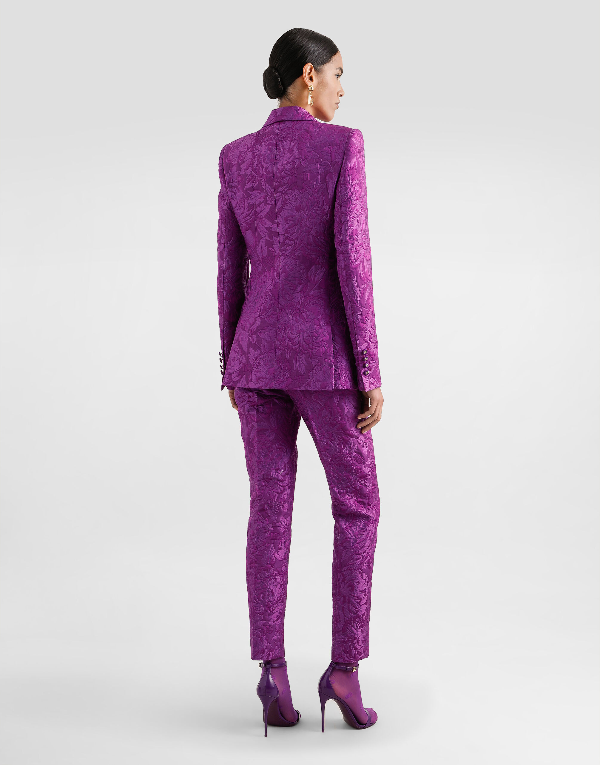 Peony-motif brocade trousers - 3