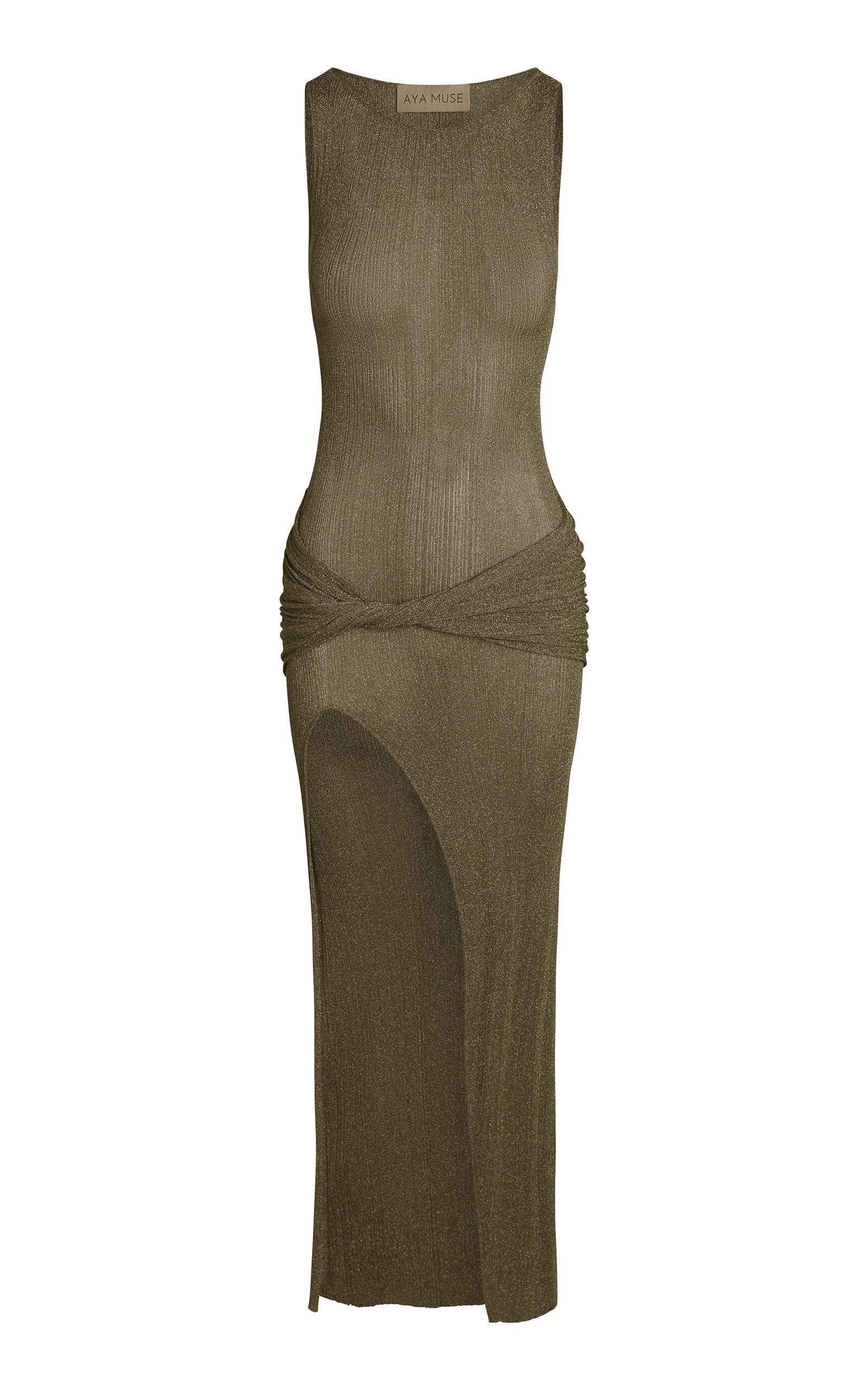 Kei Ribbed Lurex Knit Maxi Dress tan - 1