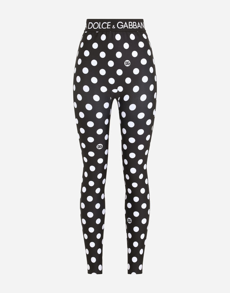 Spandex leggings with polka-dot print and branded elastic - 3