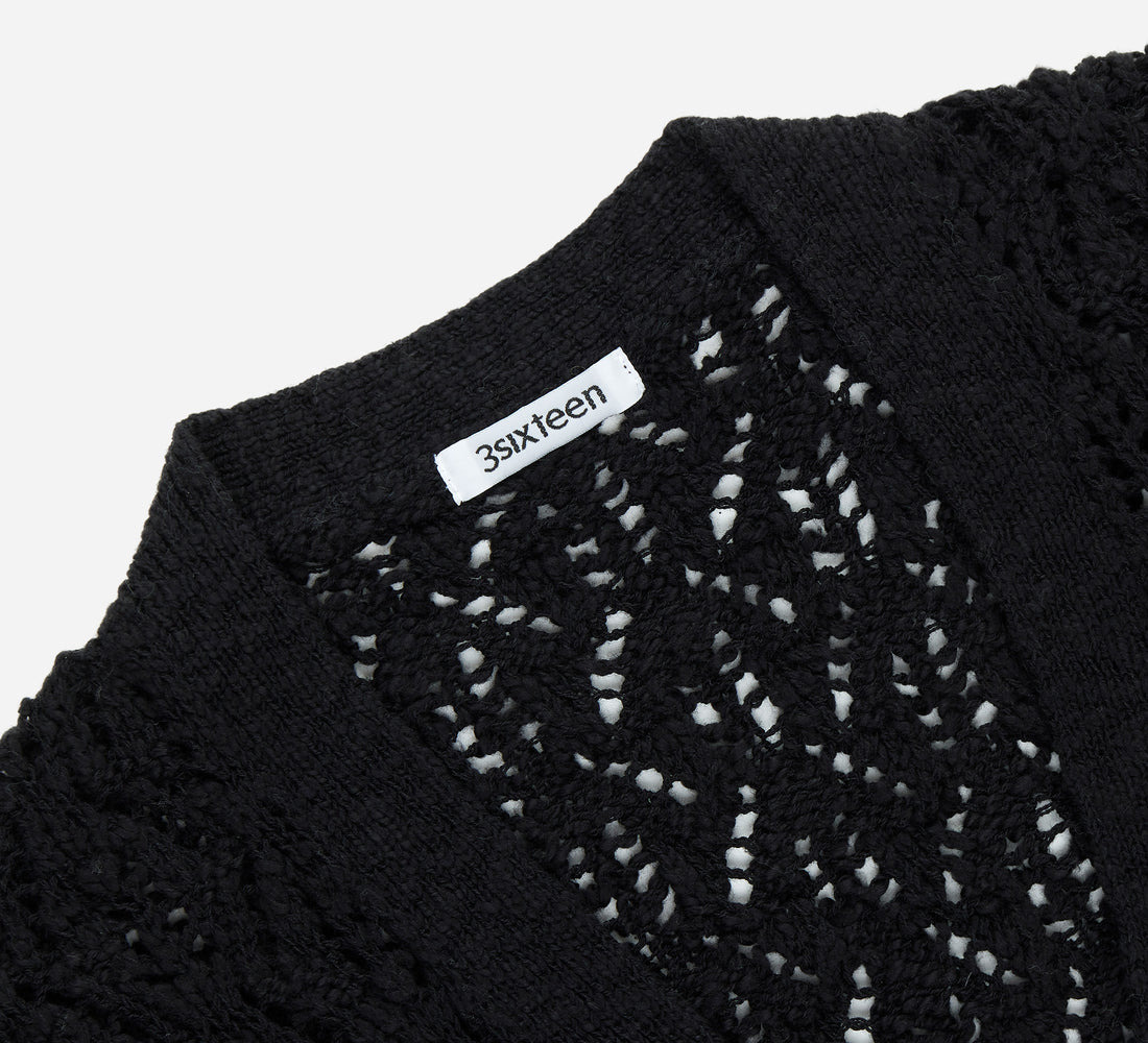 Classic Cardigan - Black Flamme Lace Knit - 3