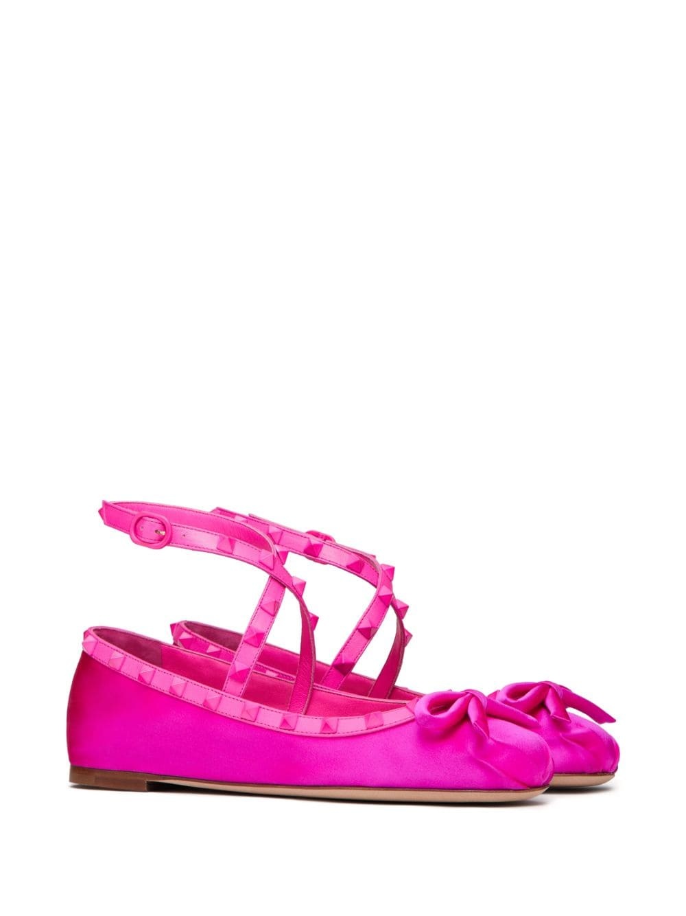 Rockstud-strap satin ballerinas - 2