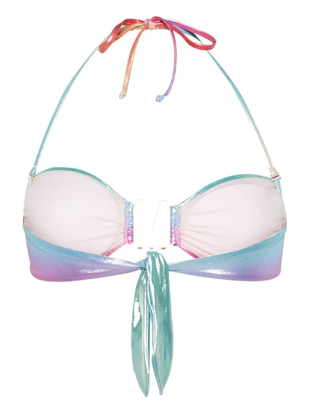 logo-plaque metallic bikini top - 2