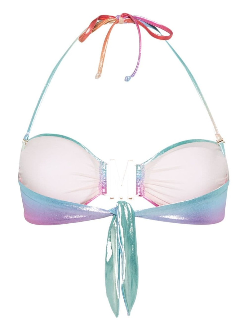 Moschino logo-plaque metallic bikini top outlook