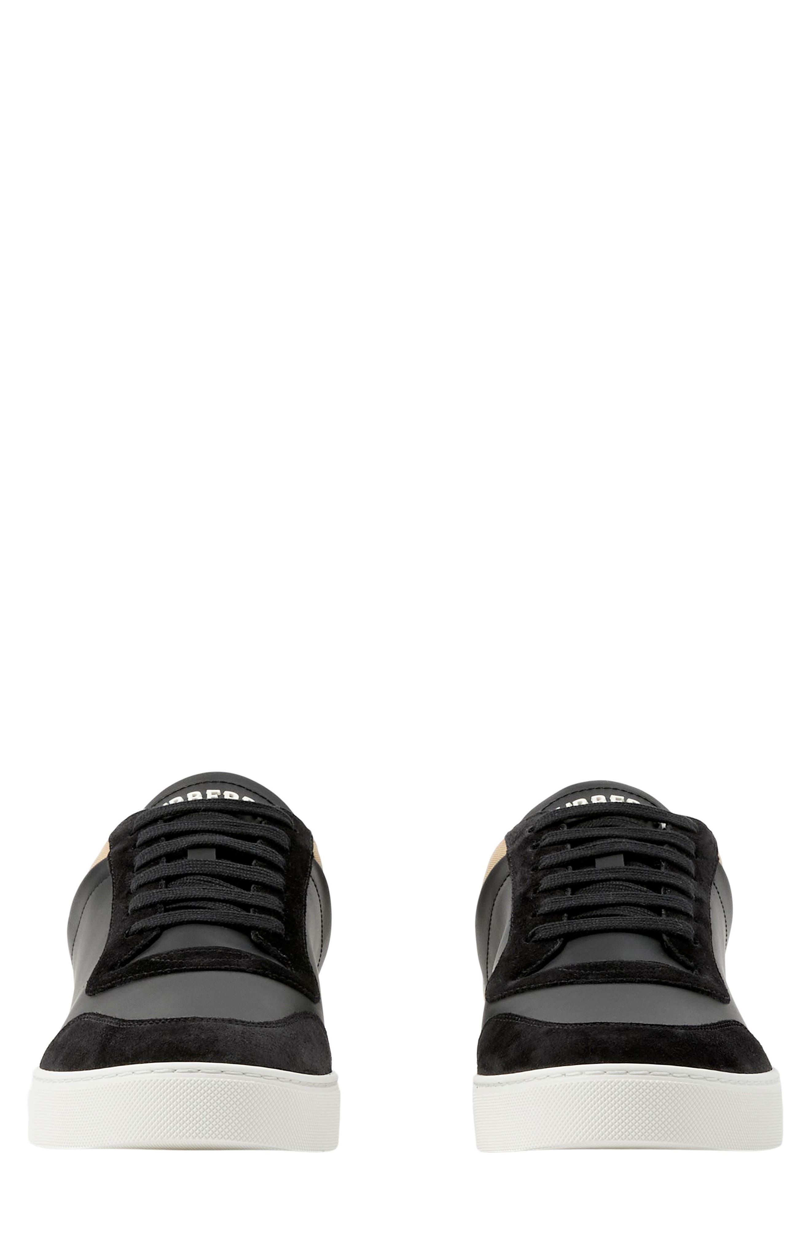 burberry Stevie Leather & Canvas Check Sneaker in Black/arbeige Ip Chk at Nordstrom - 4