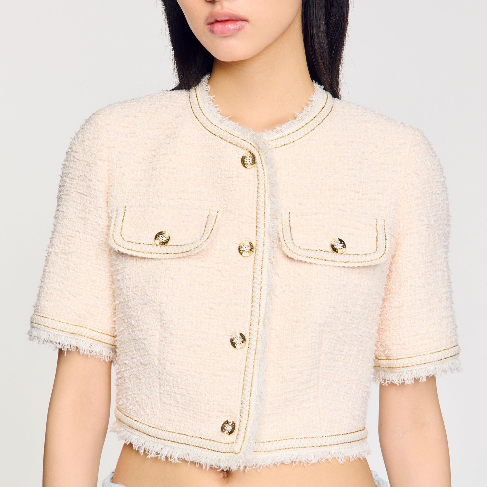 SHORT-SLEEVED TWEED JACKET - 3