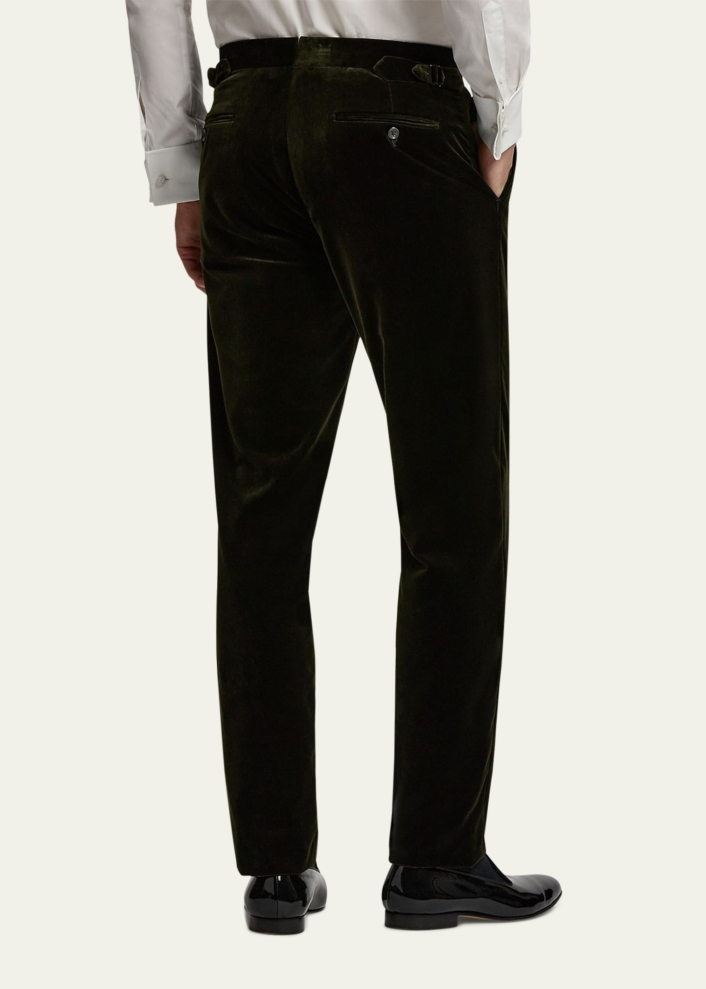 Men's Cotton Velvet Waist-Tab Straight Fit Trousers - 3