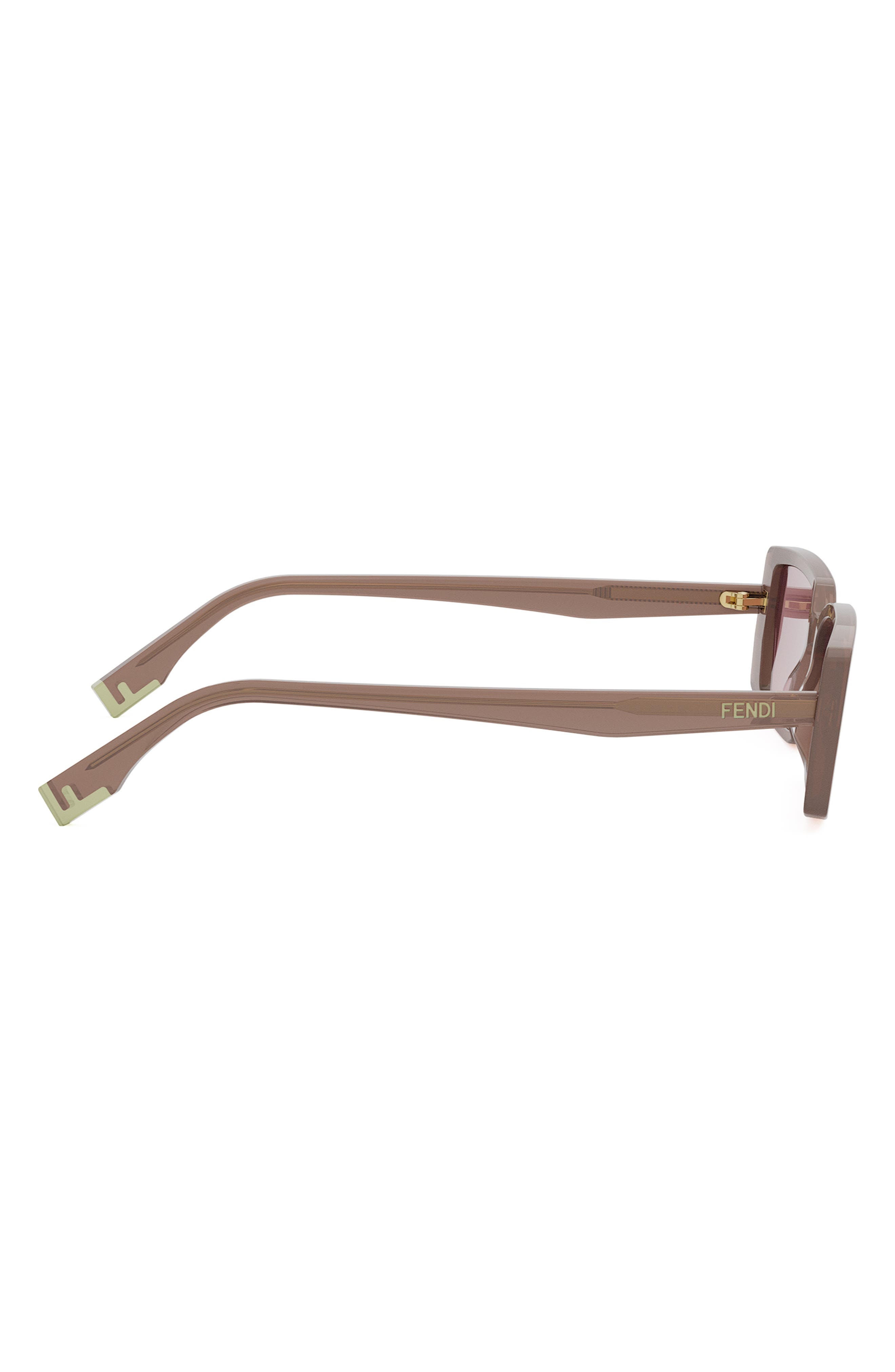 Fendi Way 53mm Rectangular Sunglasses in Shiny Light Brown /Violet at Nordstrom - 3