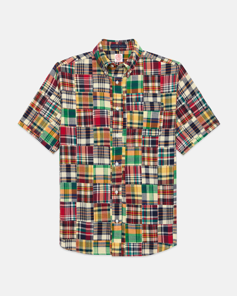 J. PRESS PATCHWORK MADRAS BUTTON DOWN SHORT SLEEVE SHIRT outlook