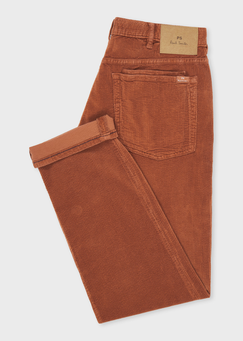 Paul Smith Relaxed Tapered-Fit Orange Corduroy Trousers outlook