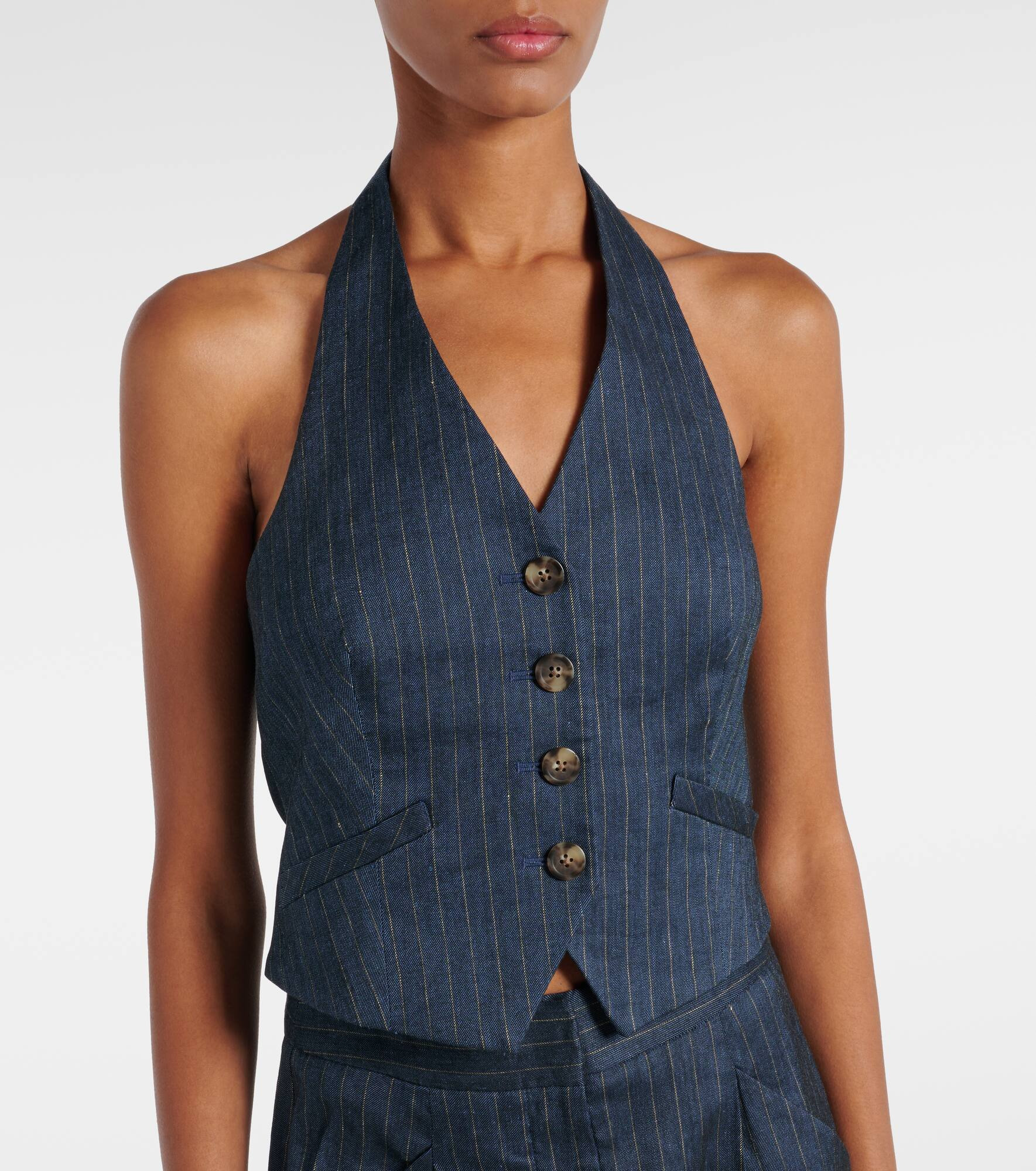 Arabella pinstripe linen-blend vest - 5