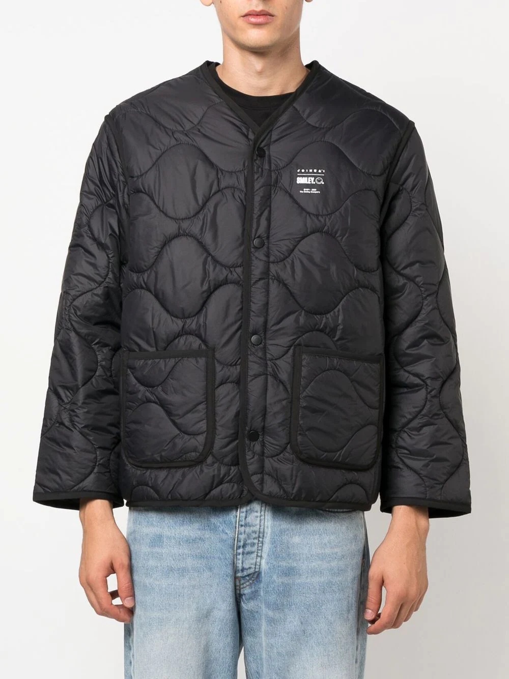 graphic-print quilted military jacket - 4