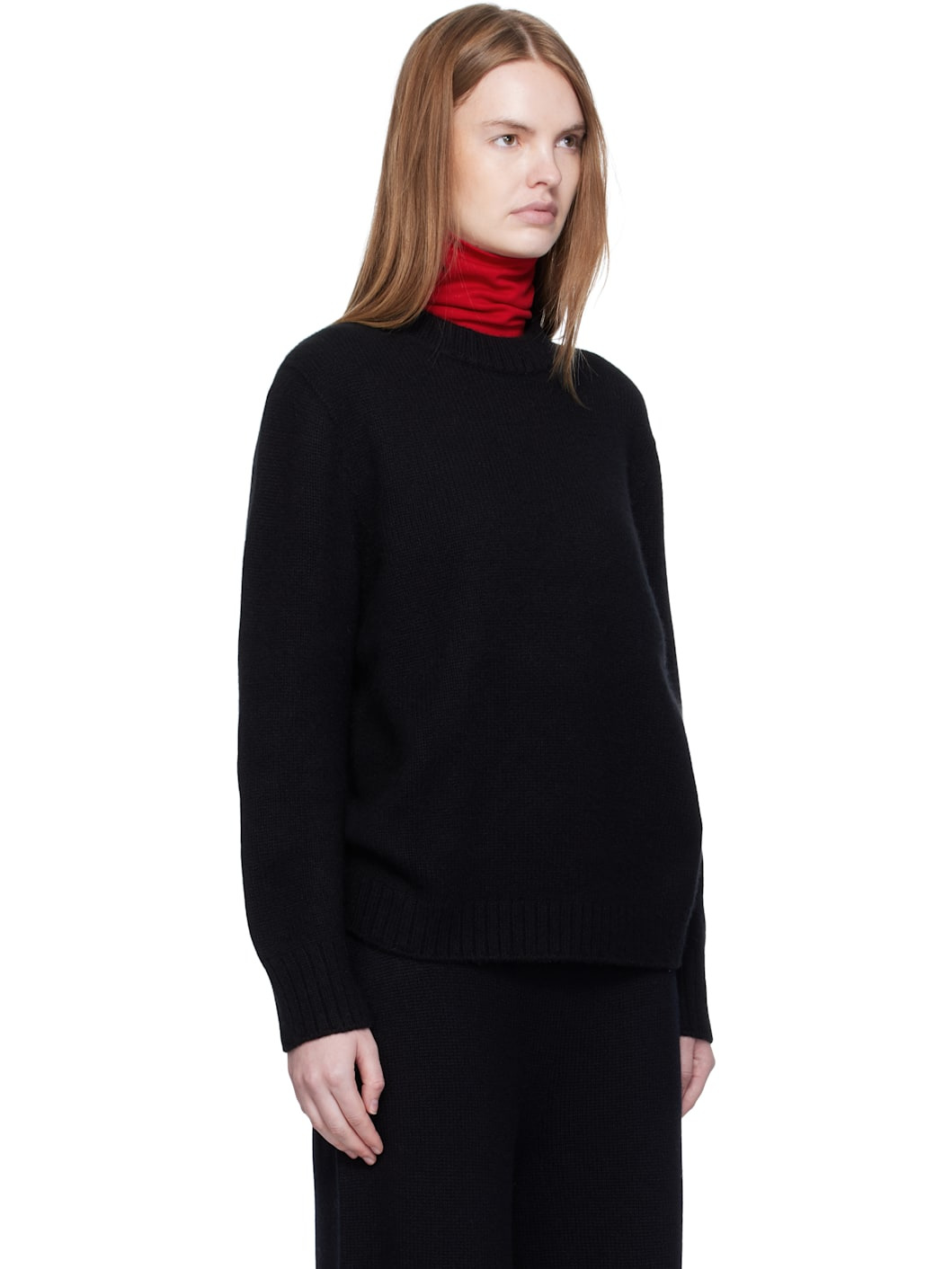 Black Over Fit Cashmere Pullover Sweater - 2