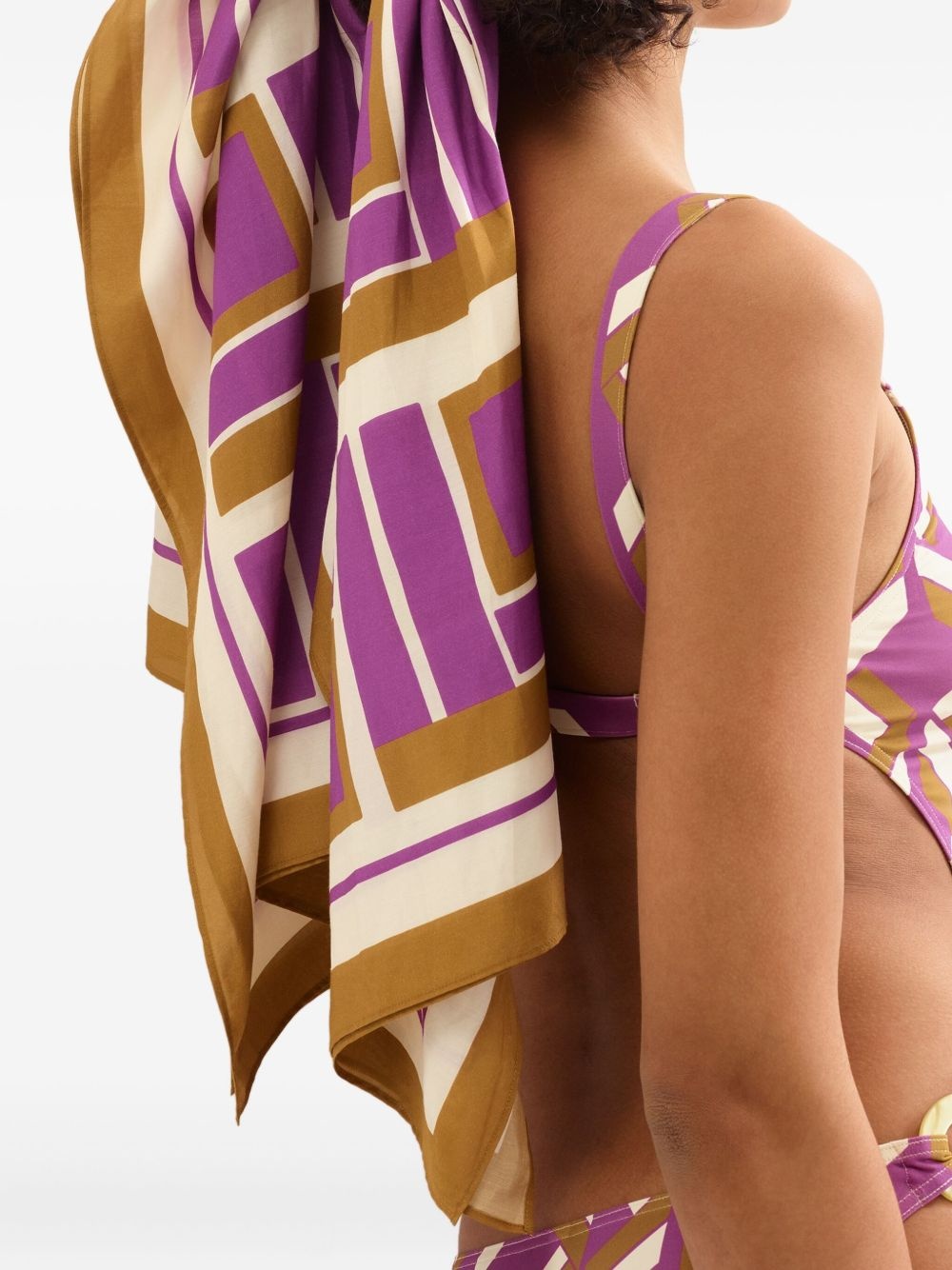 Vibration geometric-print beach wrap skirt - 4