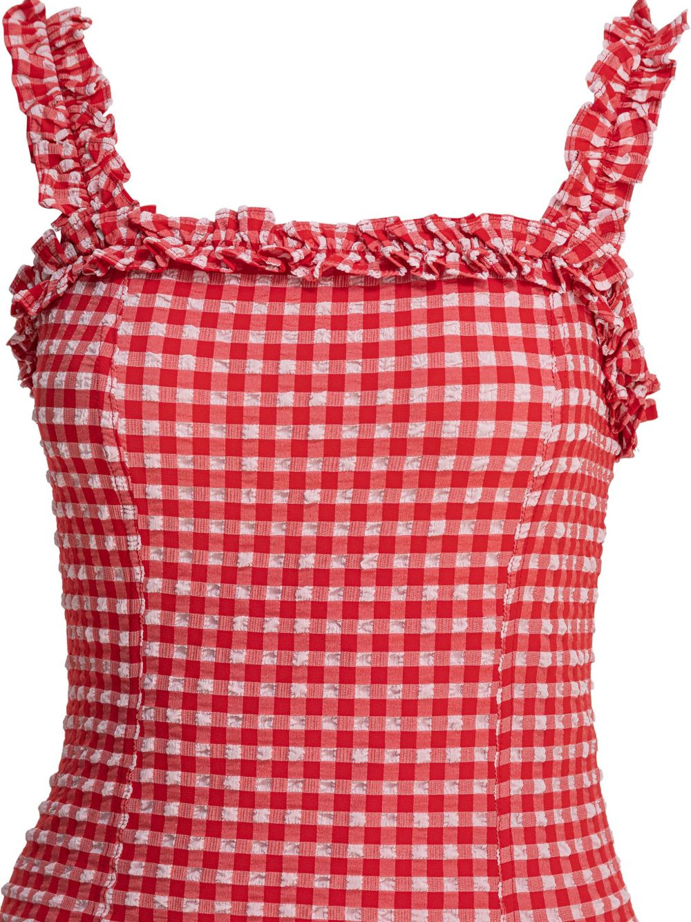 ruffle-trimmed gingham mini dress - 3