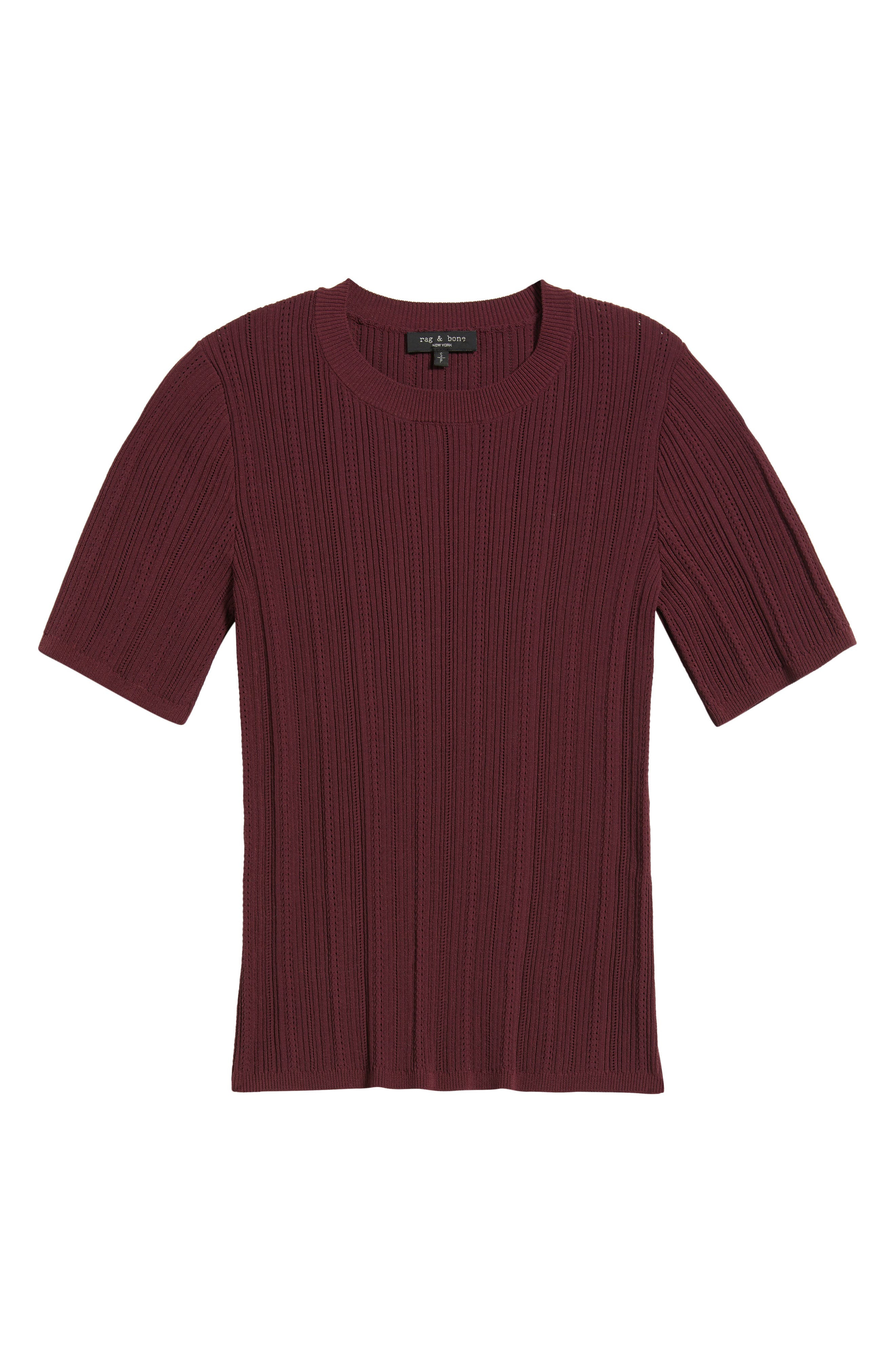rag & bone Camryn Short Sleeve Rib Sweater in Plum at Nordstrom - 5