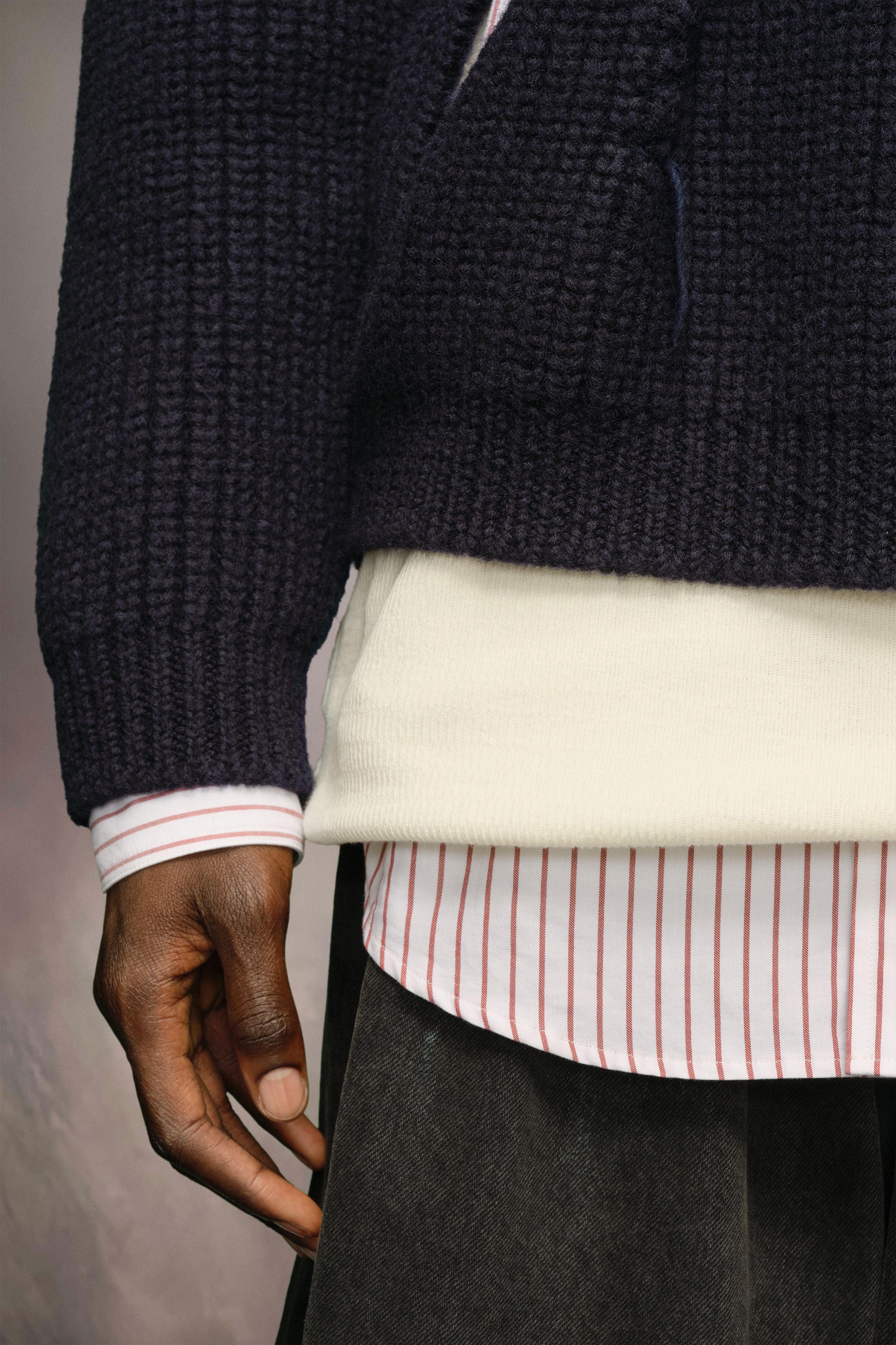 Twill pinstripe shirt sweater - 6
