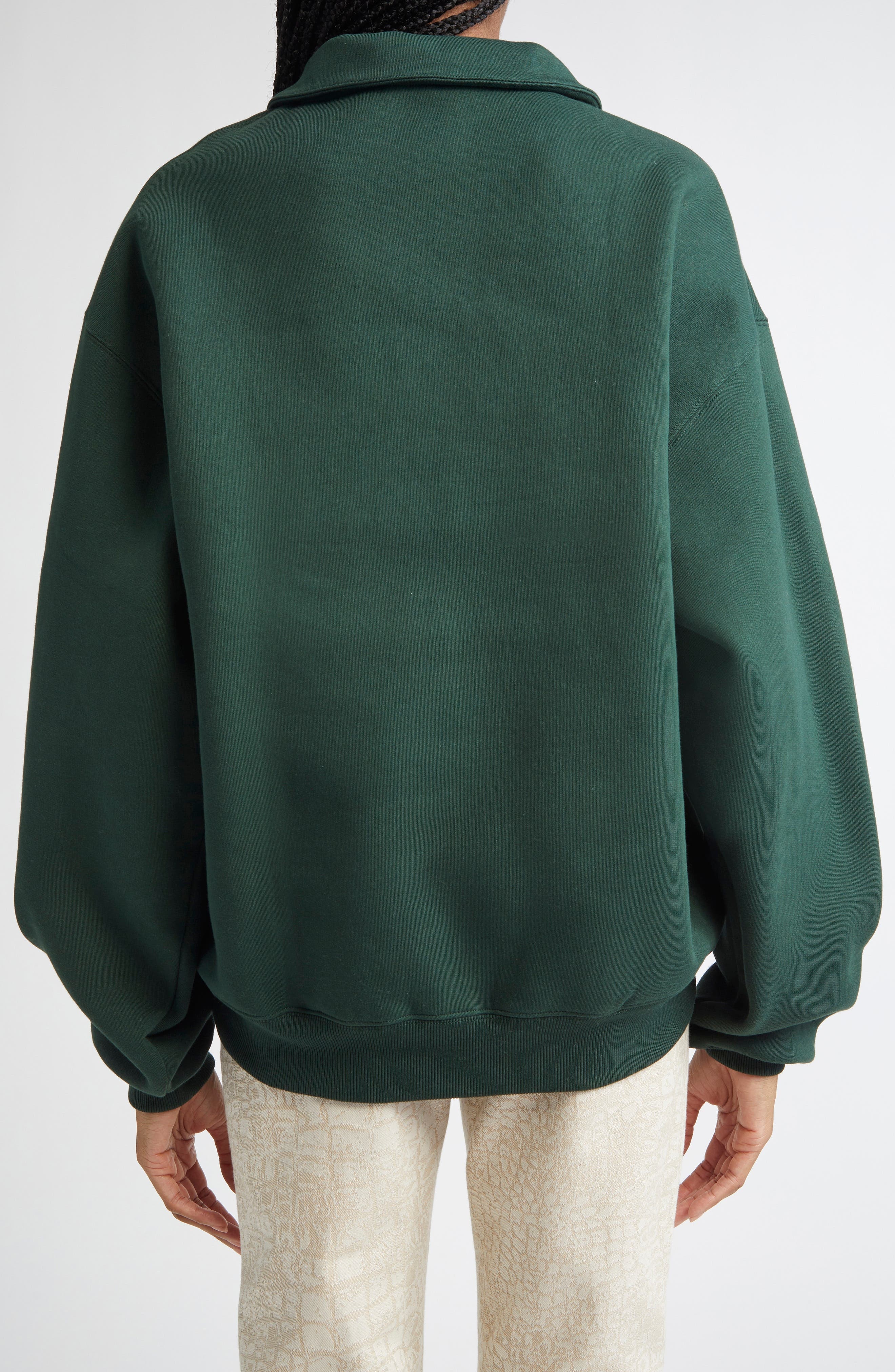 Jacquemus The Gros Grain Cotton Fleece Zip Sweatshirt in Dark Green at Nordstrom - 2