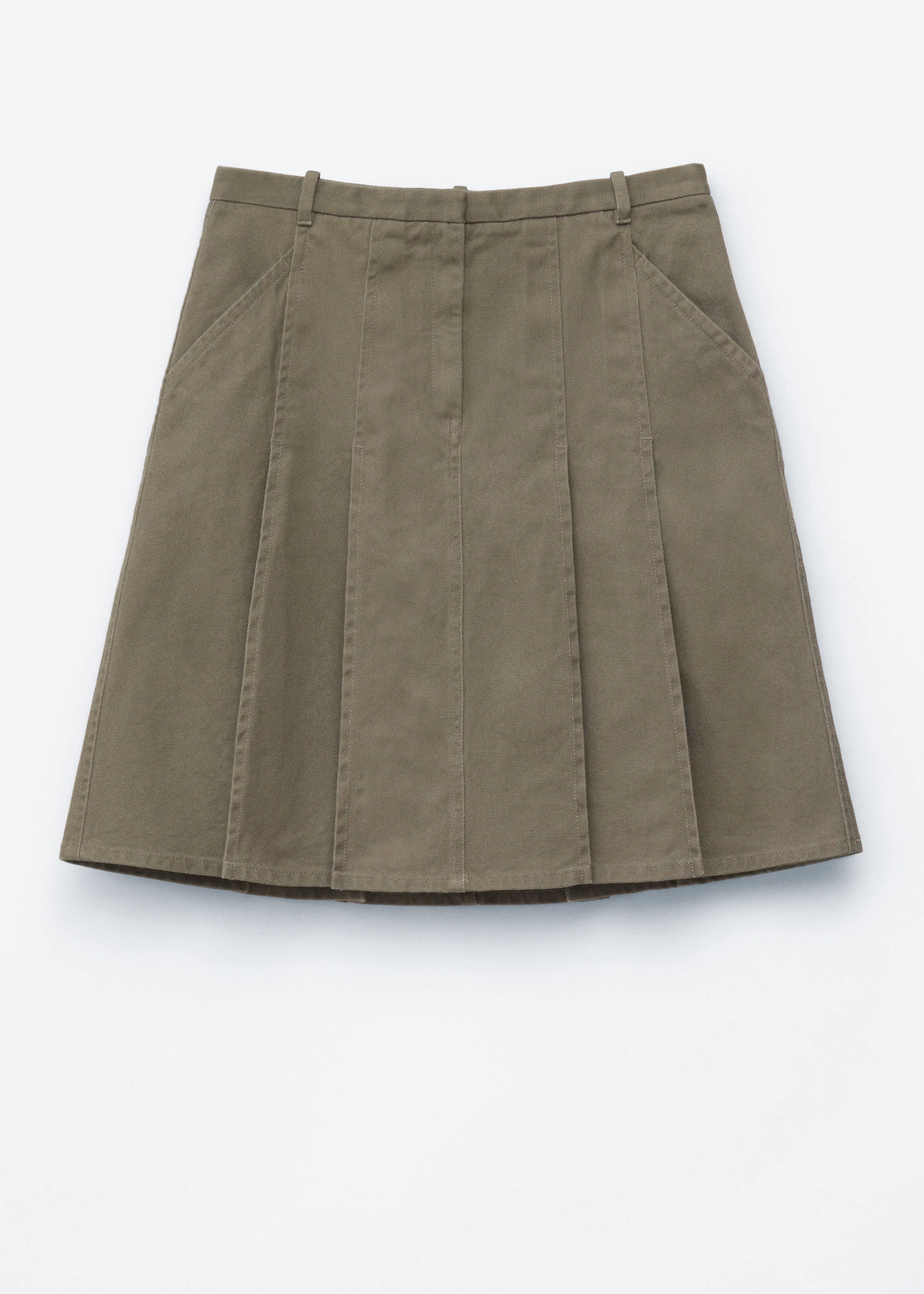 Pleated Cotton Midi Skirt - 1