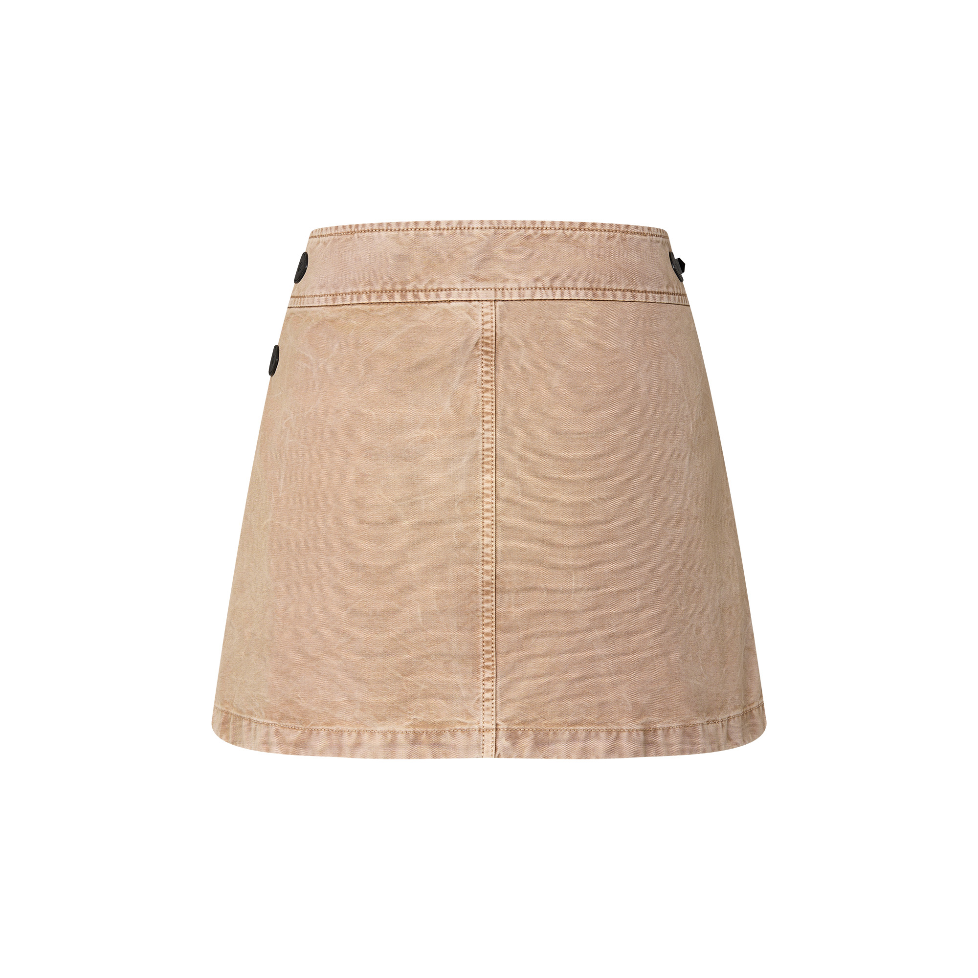 Washed Denim Strap Detail Mini Wrap Skirt - 3