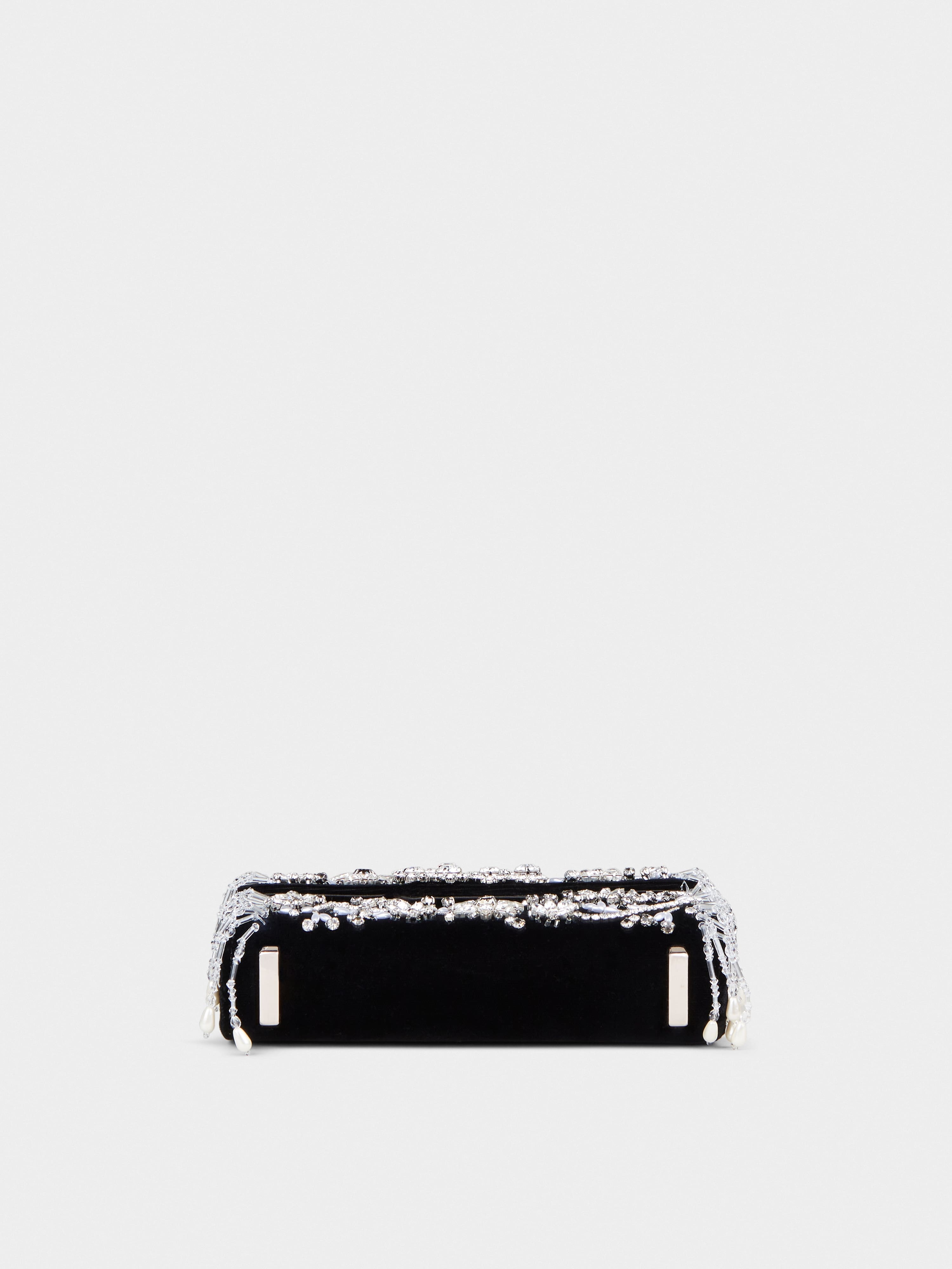 Ramage Jewel Mini Flower Strass Buckle Clutch Bag in Velvet - 5