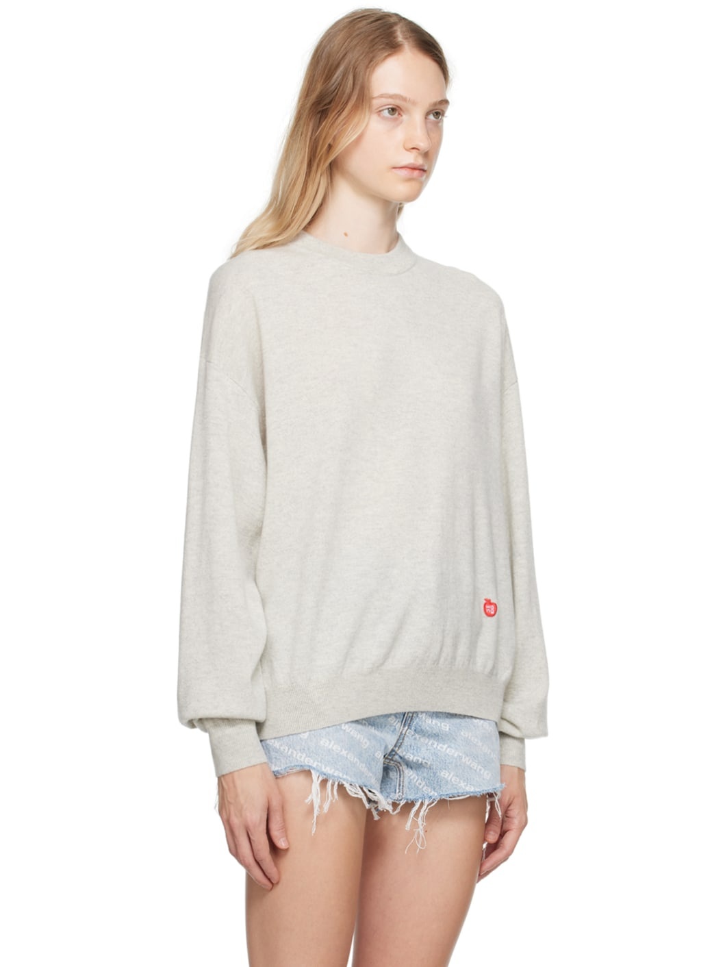 Lettuce Hem Crewneck In Micro Rib Jersey