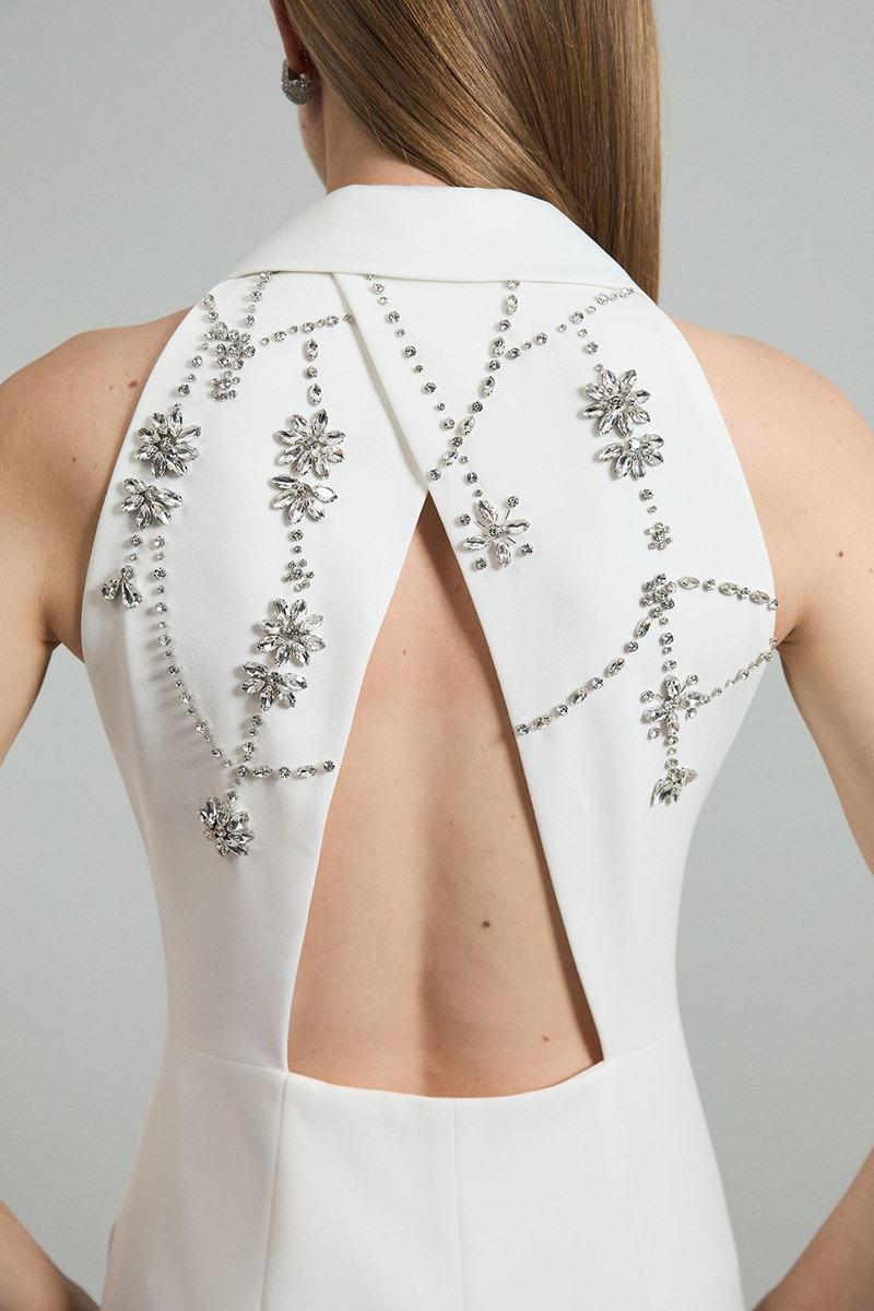 Crystal Embellished Cady Sleeveless Blazer 5