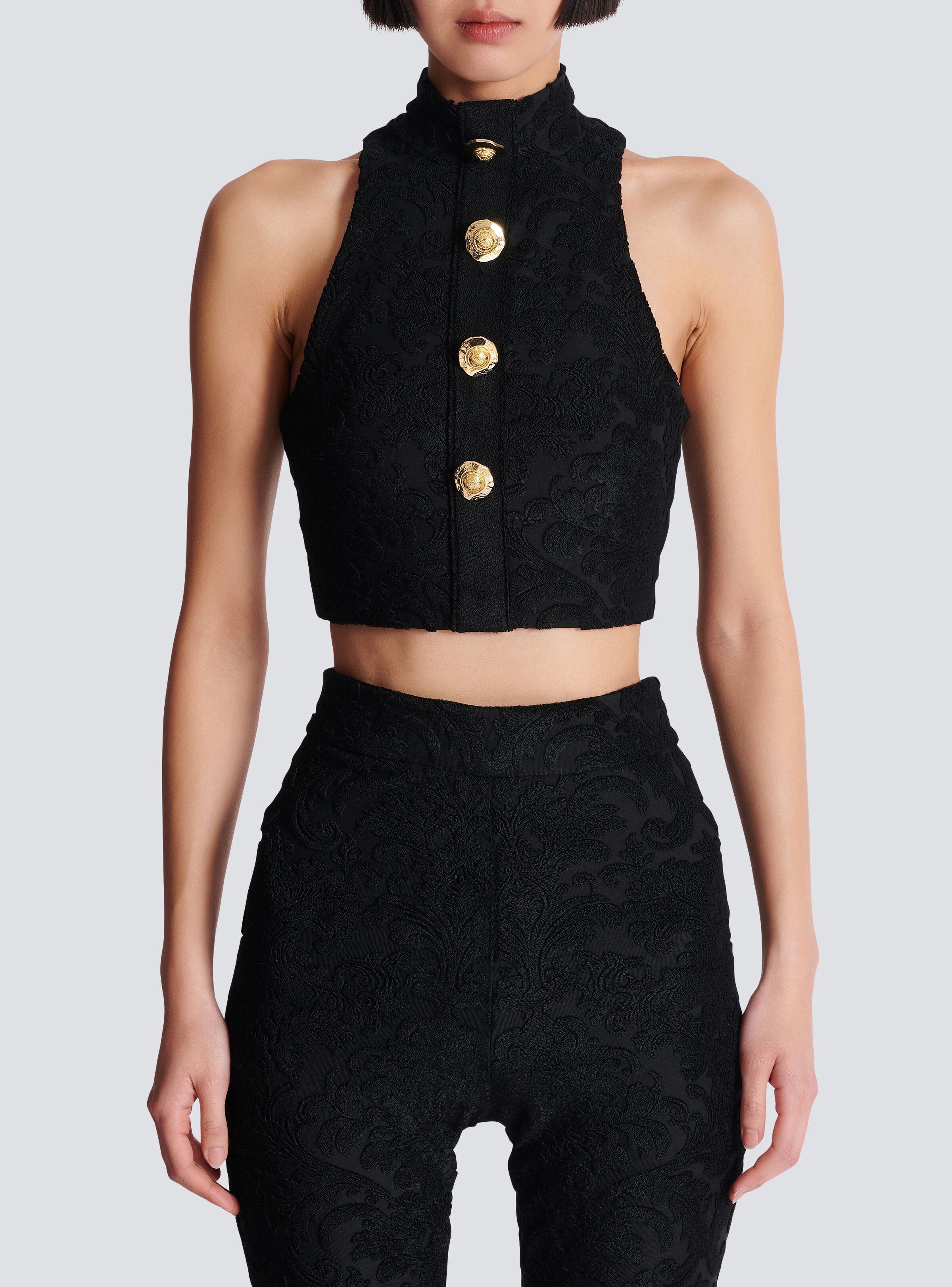 Baroque pattern buttoned top - 5