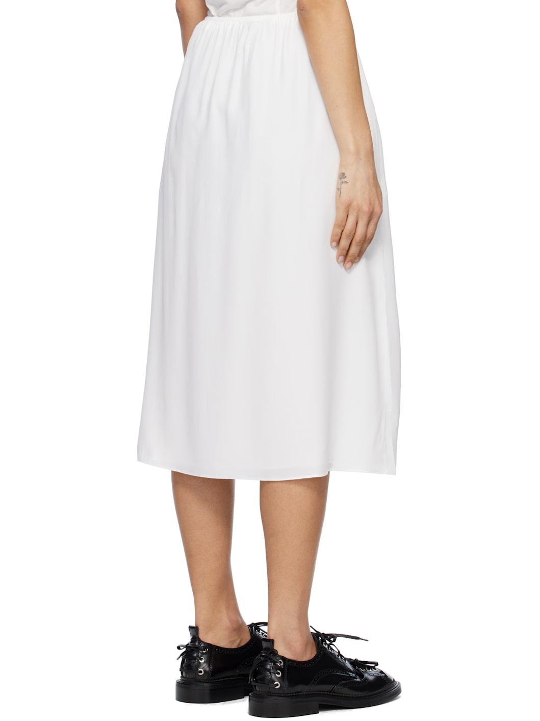 White Bow Slit Column Midi Skirt - 3