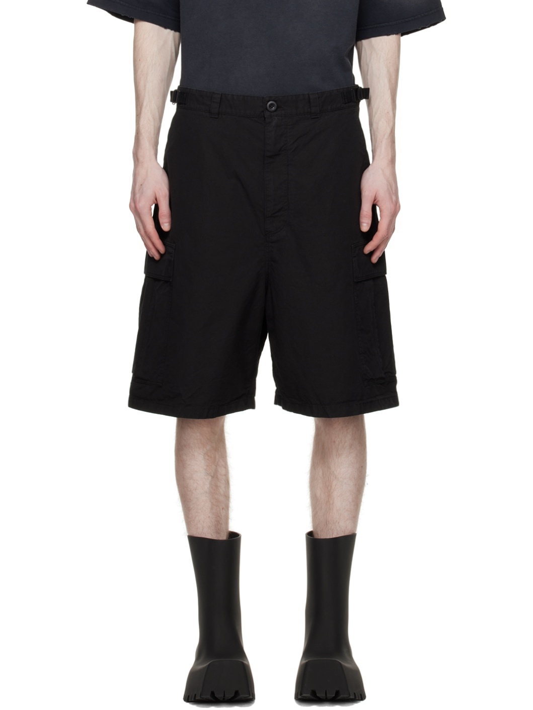 Black Cargo Pocket Shorts - 1