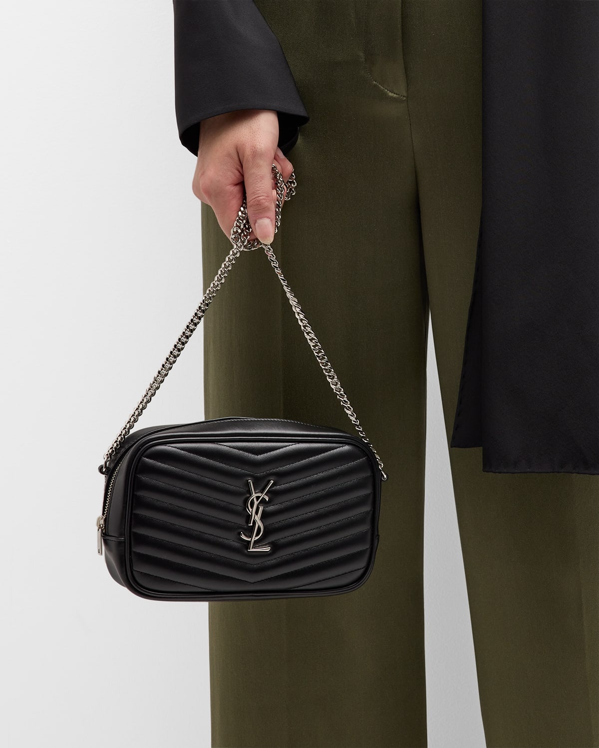 Lou Mini YSL Camera Bag in Smooth Quilted Leather - 6