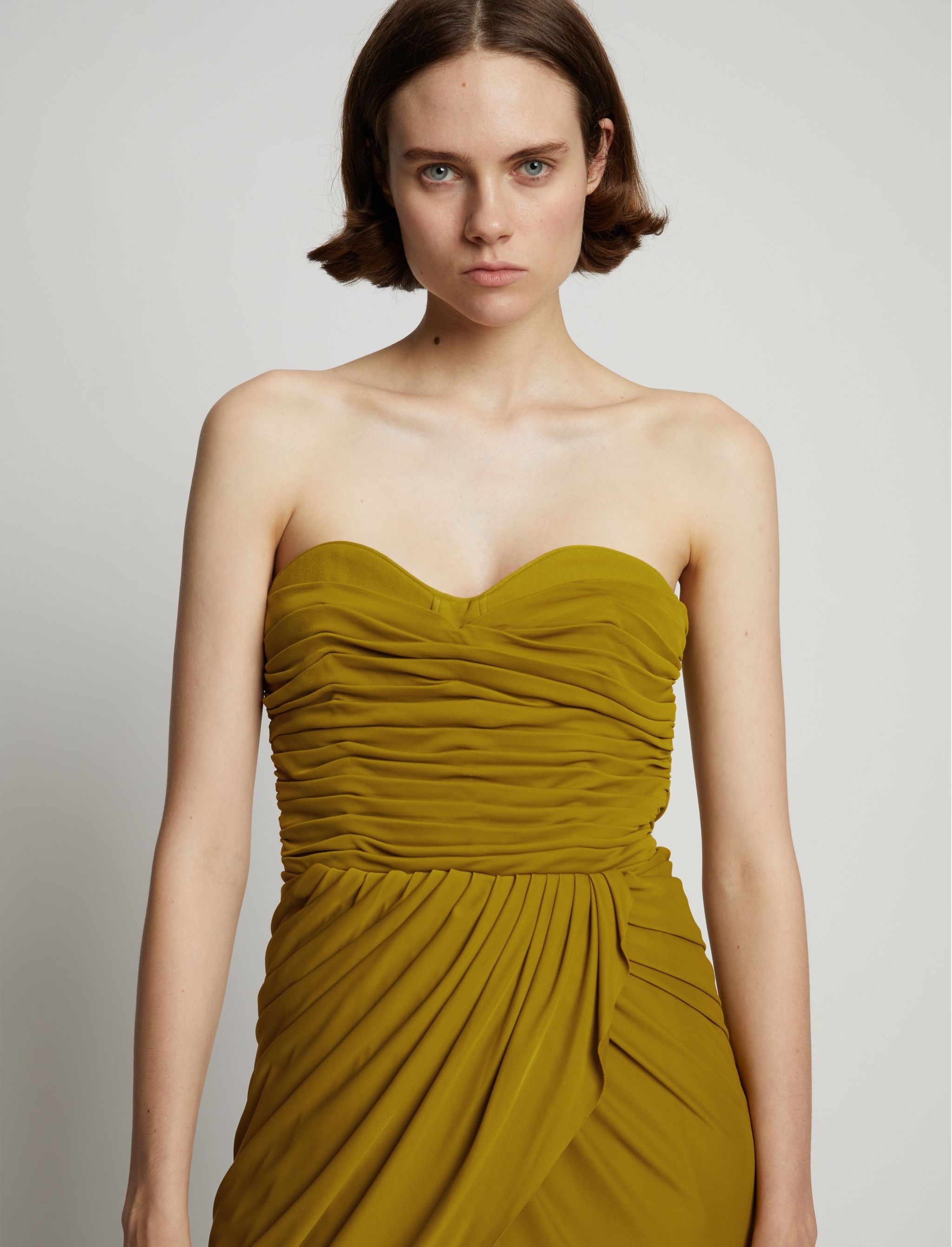 bustier-neckline draped dress - 5