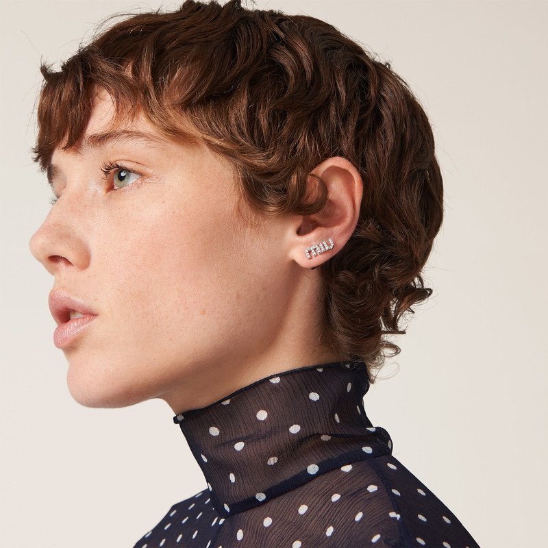 Miu Miu Metal earrings with crystals outlook