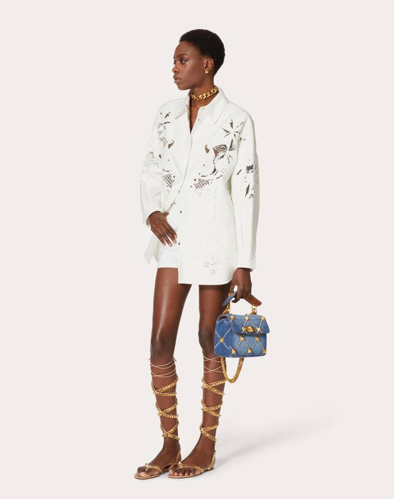 Valentino EMBROIDERED LIGHT DOUBLE SPLITTABLE GABARDINE OVERSHIRT outlook