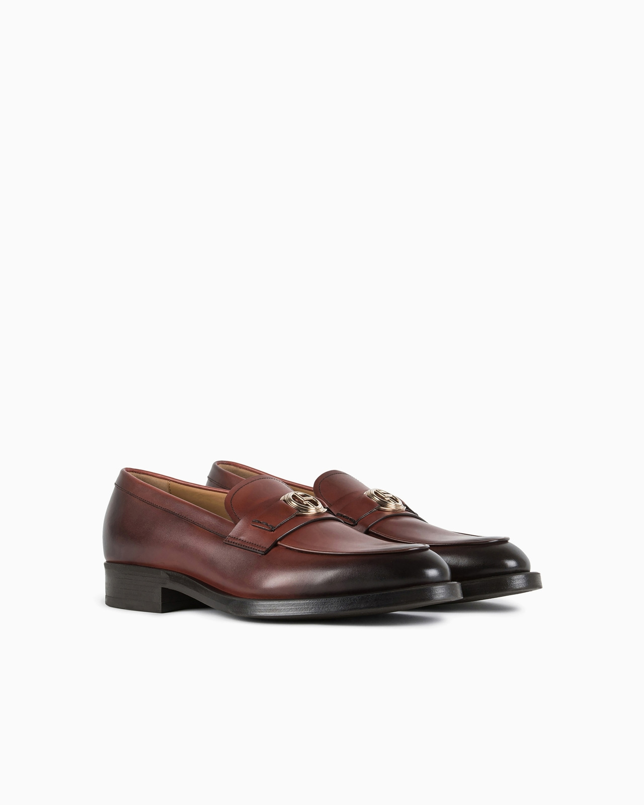 Leather logo loafers - 2