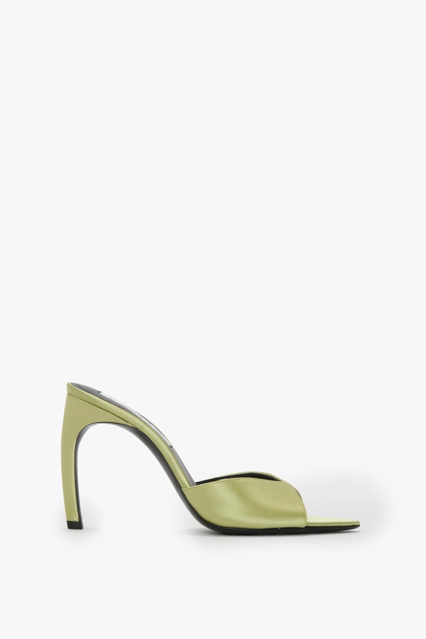 Harlow Open Toe Mule In Pale Green Satin - 1