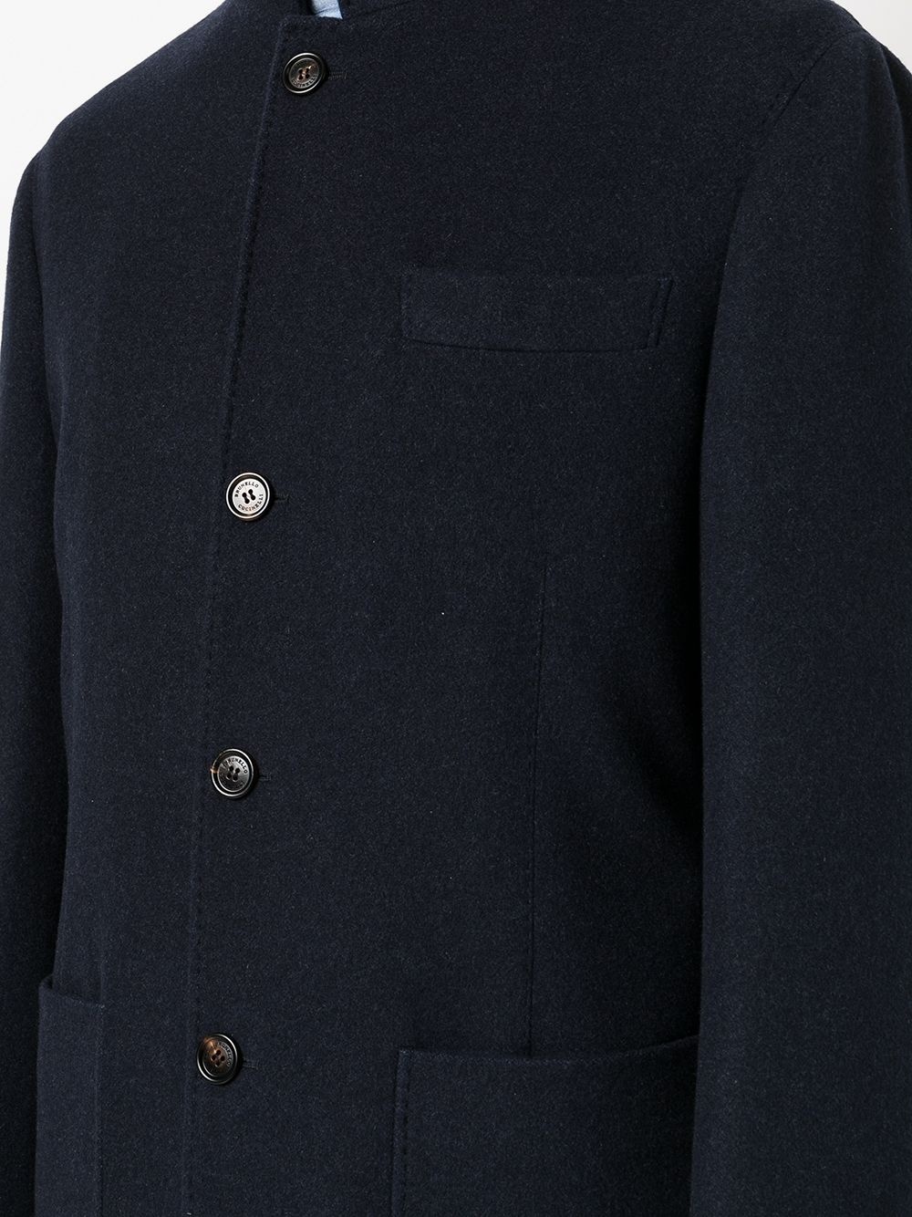 stand-collar cashmere coat - 5