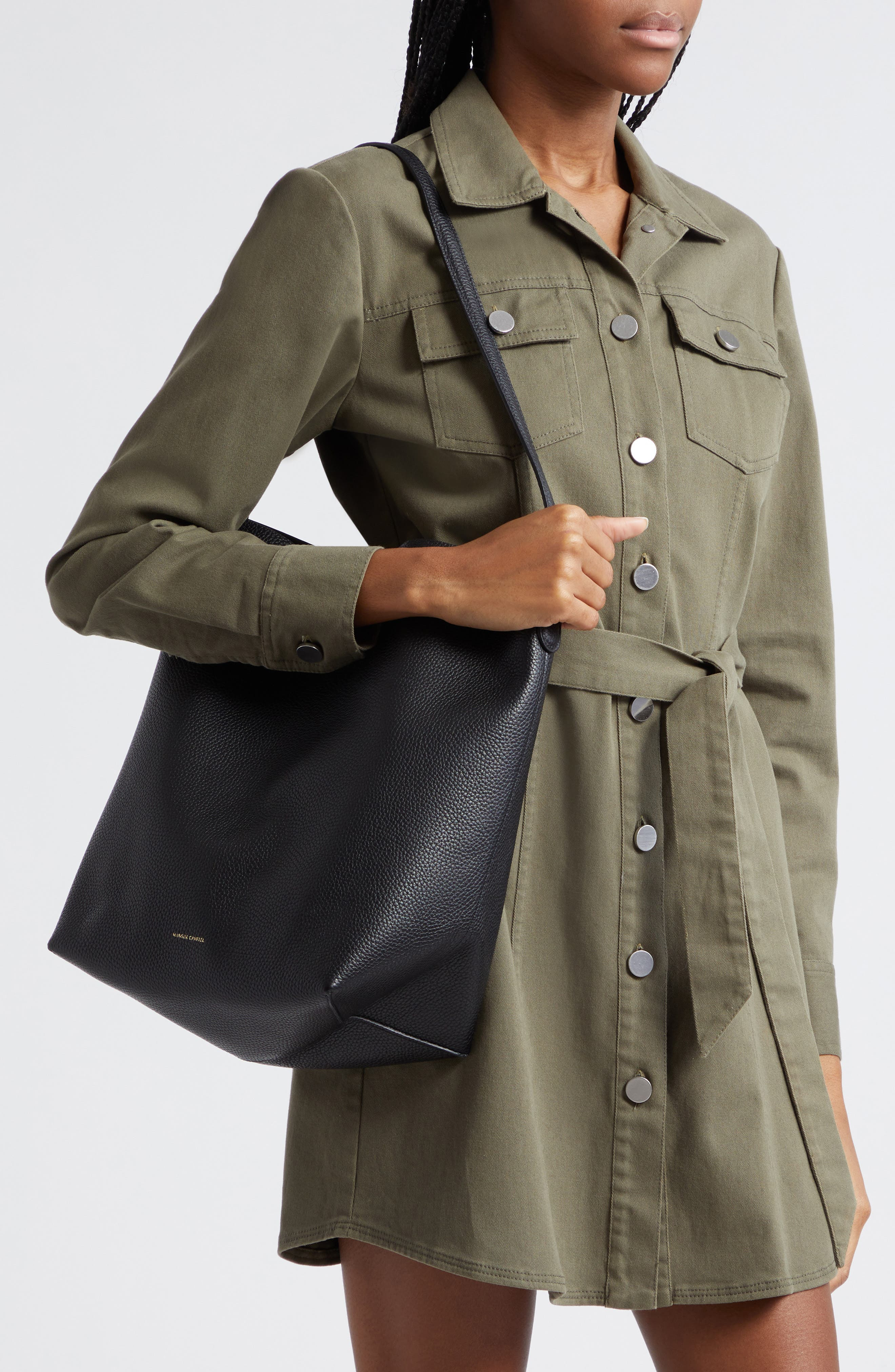 Mansur Gavriel Everyday Cabas Leather Hobo Bag in Black at Nordstrom - 2