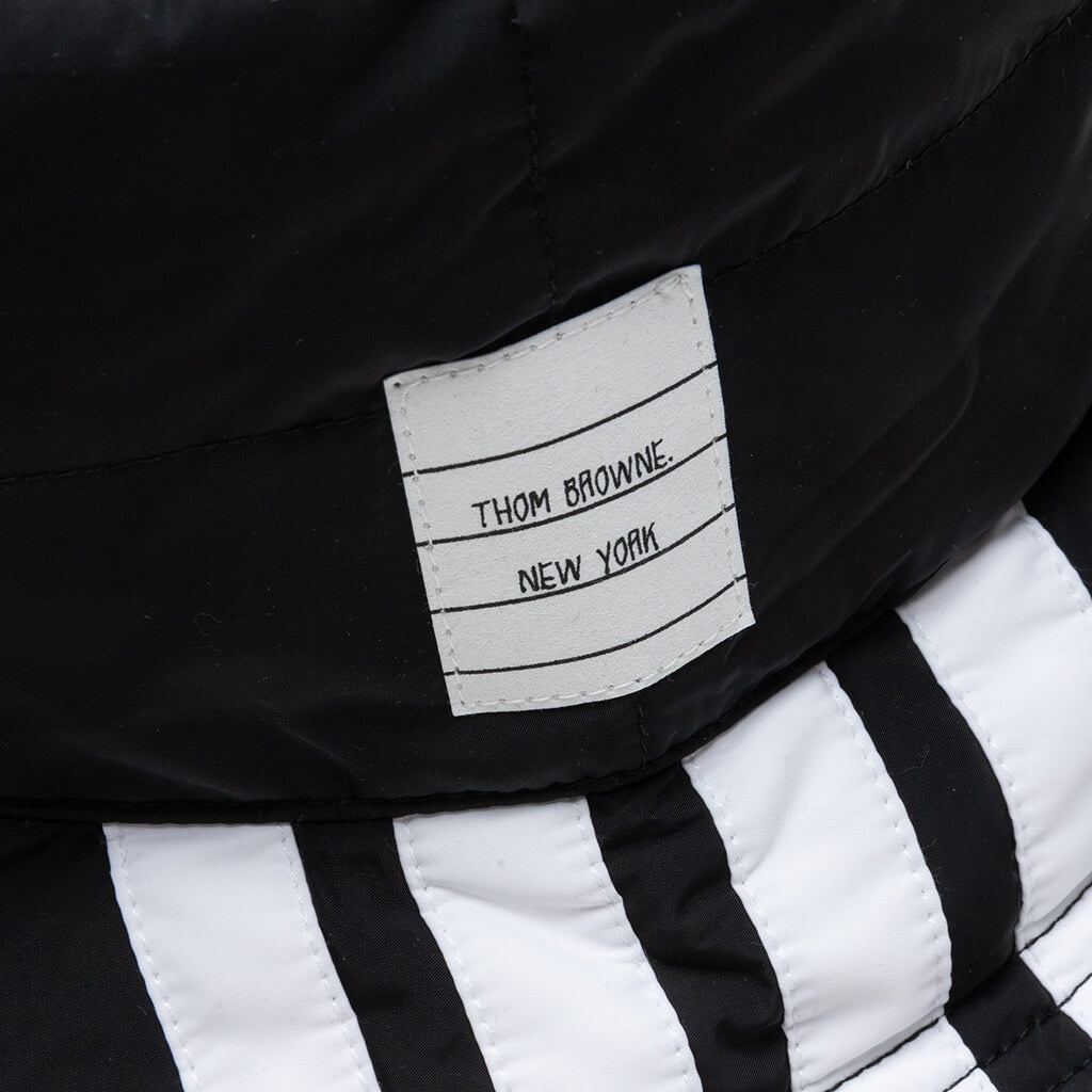 THOM BROWNE SEAMED 4 BAR QUILTED BUCKET HAT - BLACK - 2