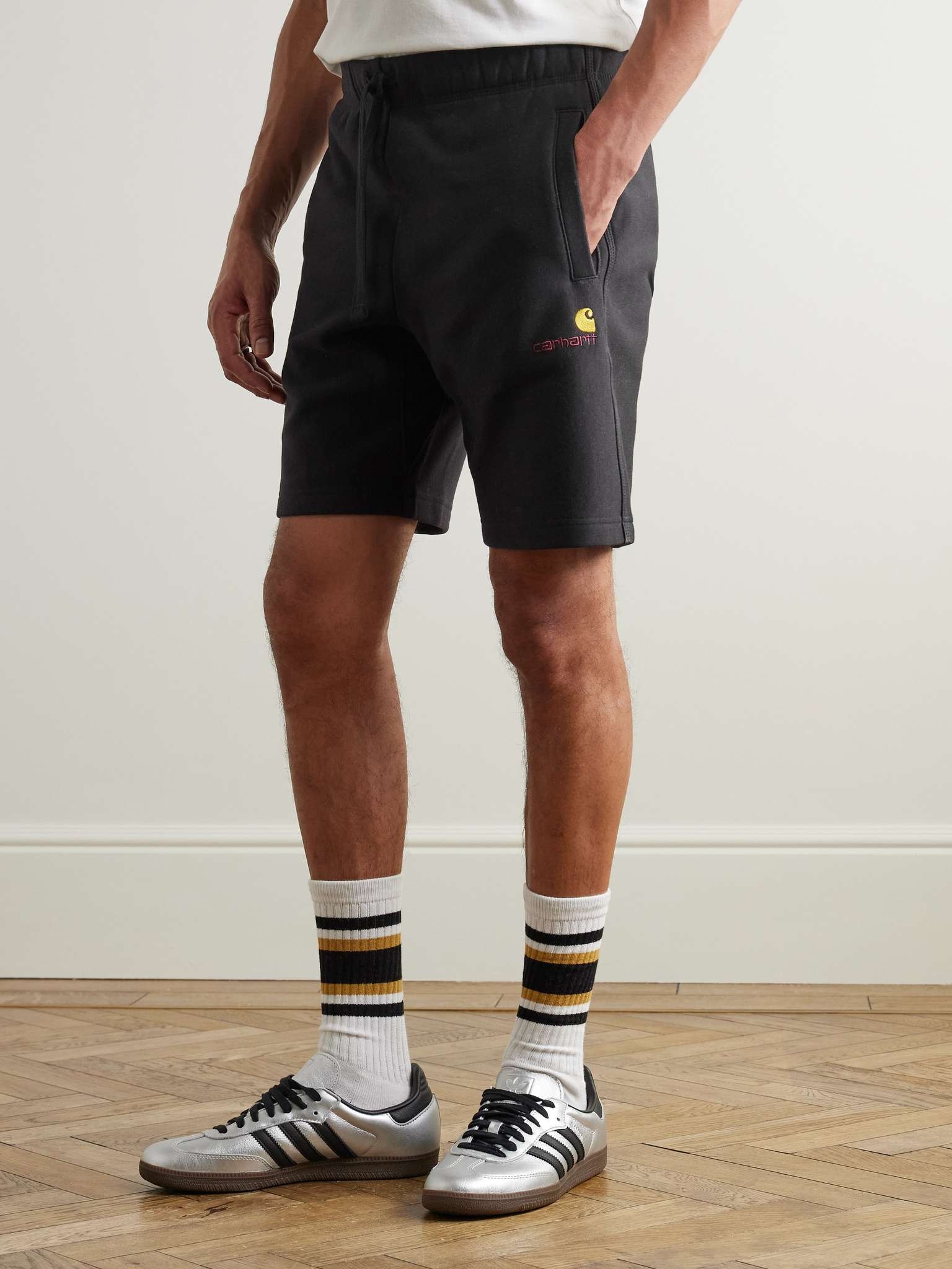 American Script Logo-Embroidered Cotton-Blend Jersey Drawstring Shorts - 3