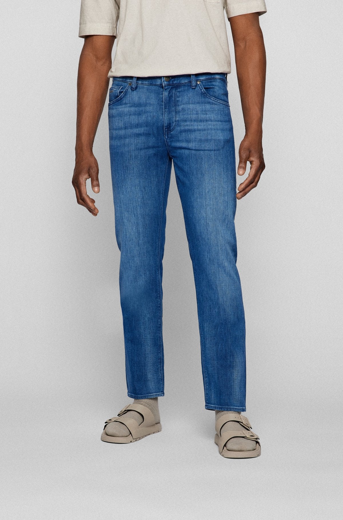 REGULAR-FIT JEANS IN BLUE ITALIAN CASHMERE-TOUCH DENIM - 2