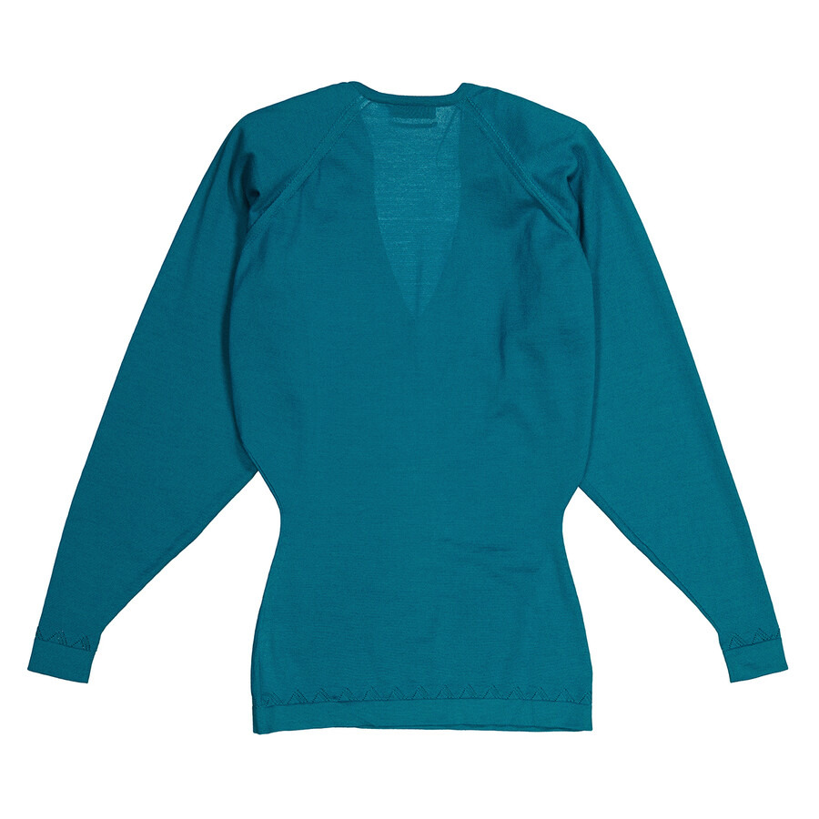 The Attico Ladies Capri Blue Plunge V-Neck Jumper - 6