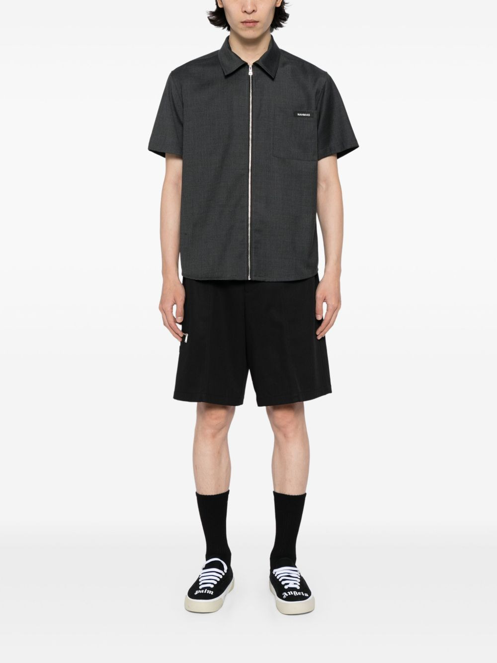 zip-fastening wool shirt - 2