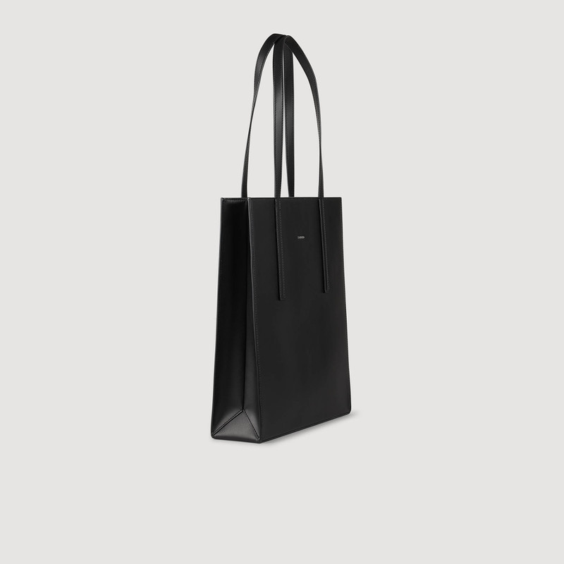 Plain leather tote bag 3
