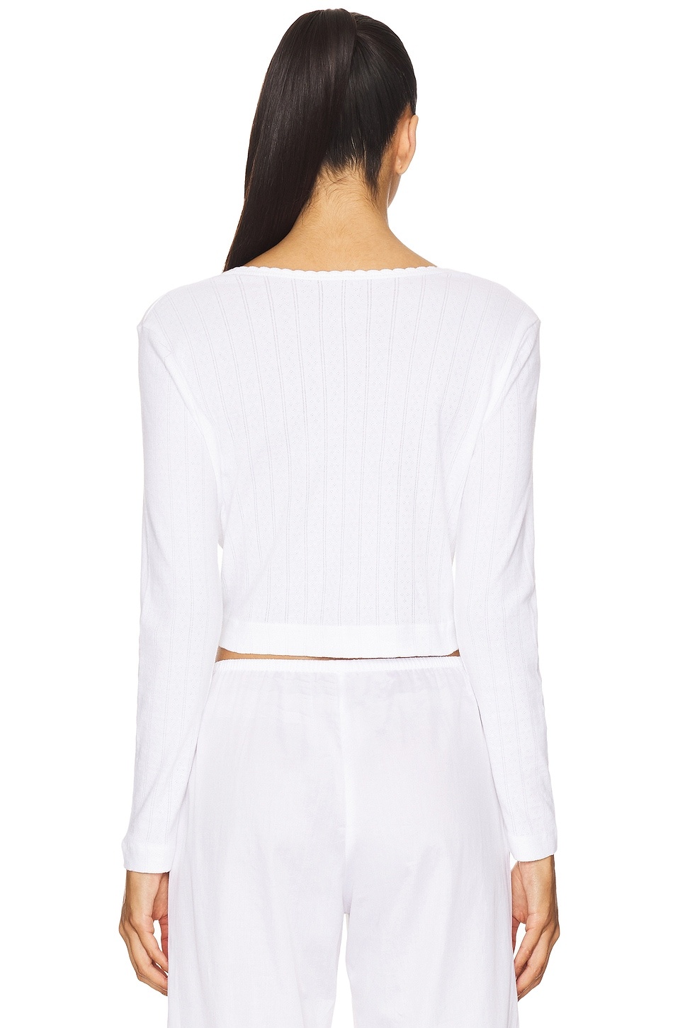 Pointelle Crop Cardigan - 3