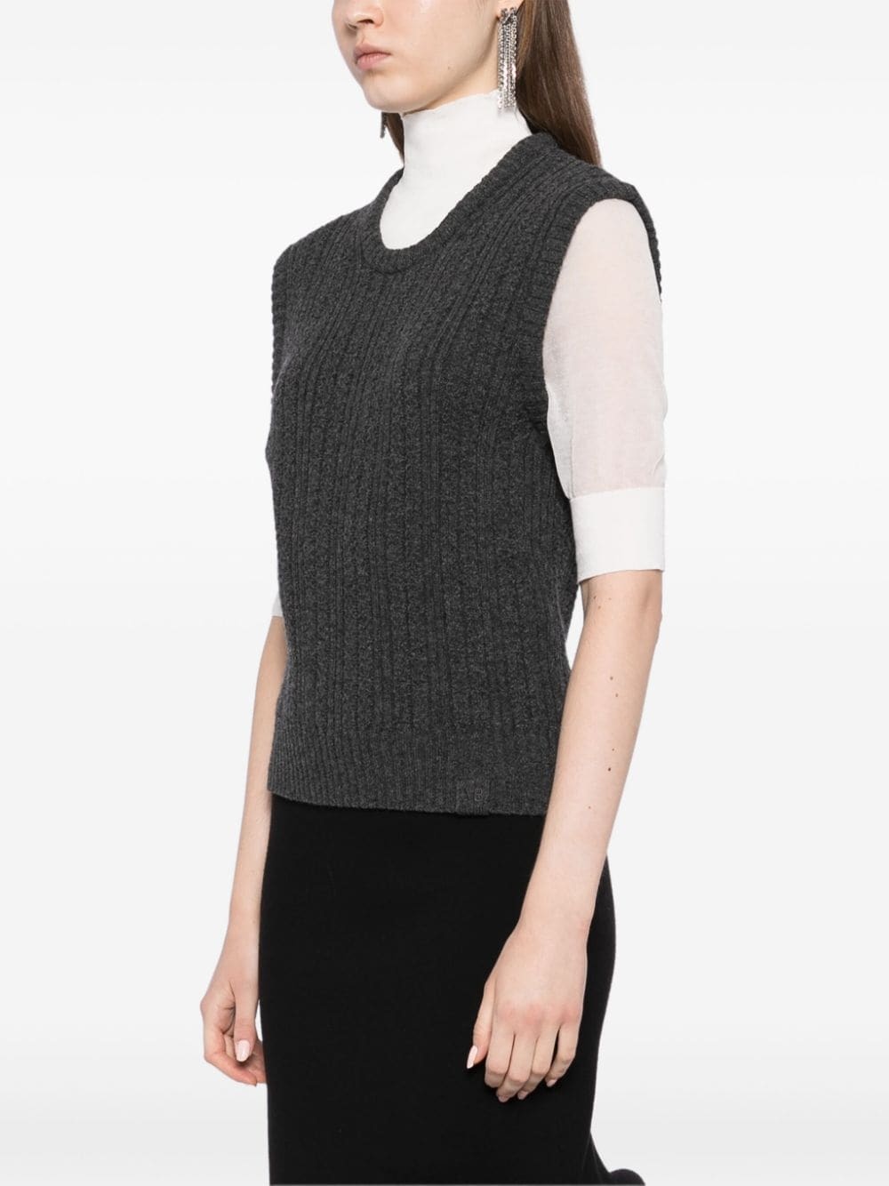 mock-neck knitted top - 3