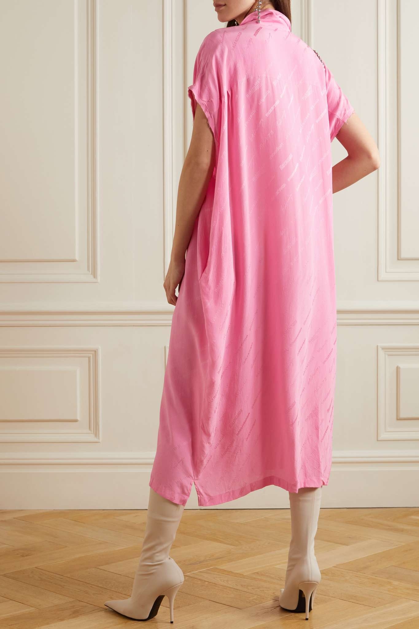 Silk crepe de chine-jacquard maxi shirt dress - 3