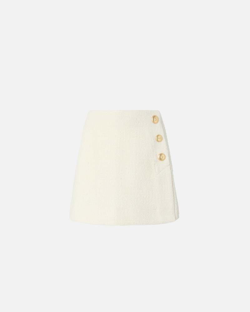 COTTON AND WOOL BOUCLÉ MINI WRAP SKIRT 1