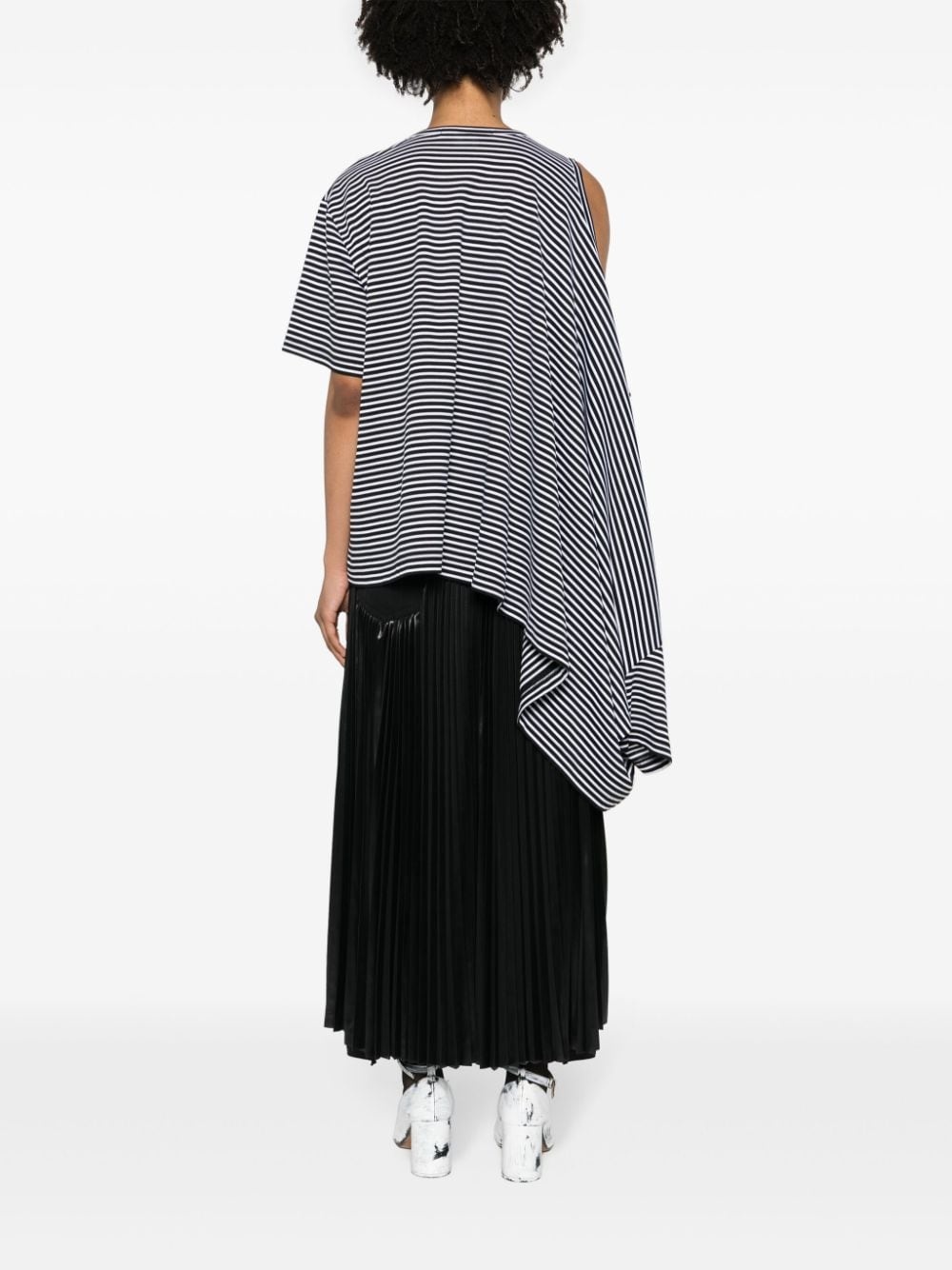 striped off-shoulder T-shirt - 4
