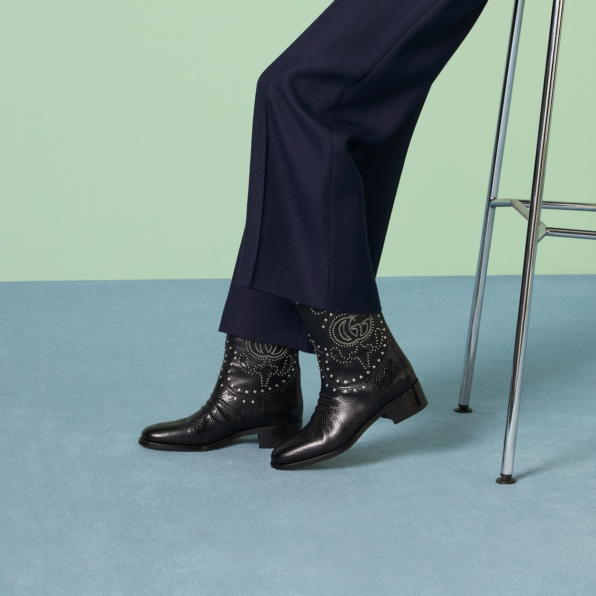 Women's boot with Double G and studs - 3